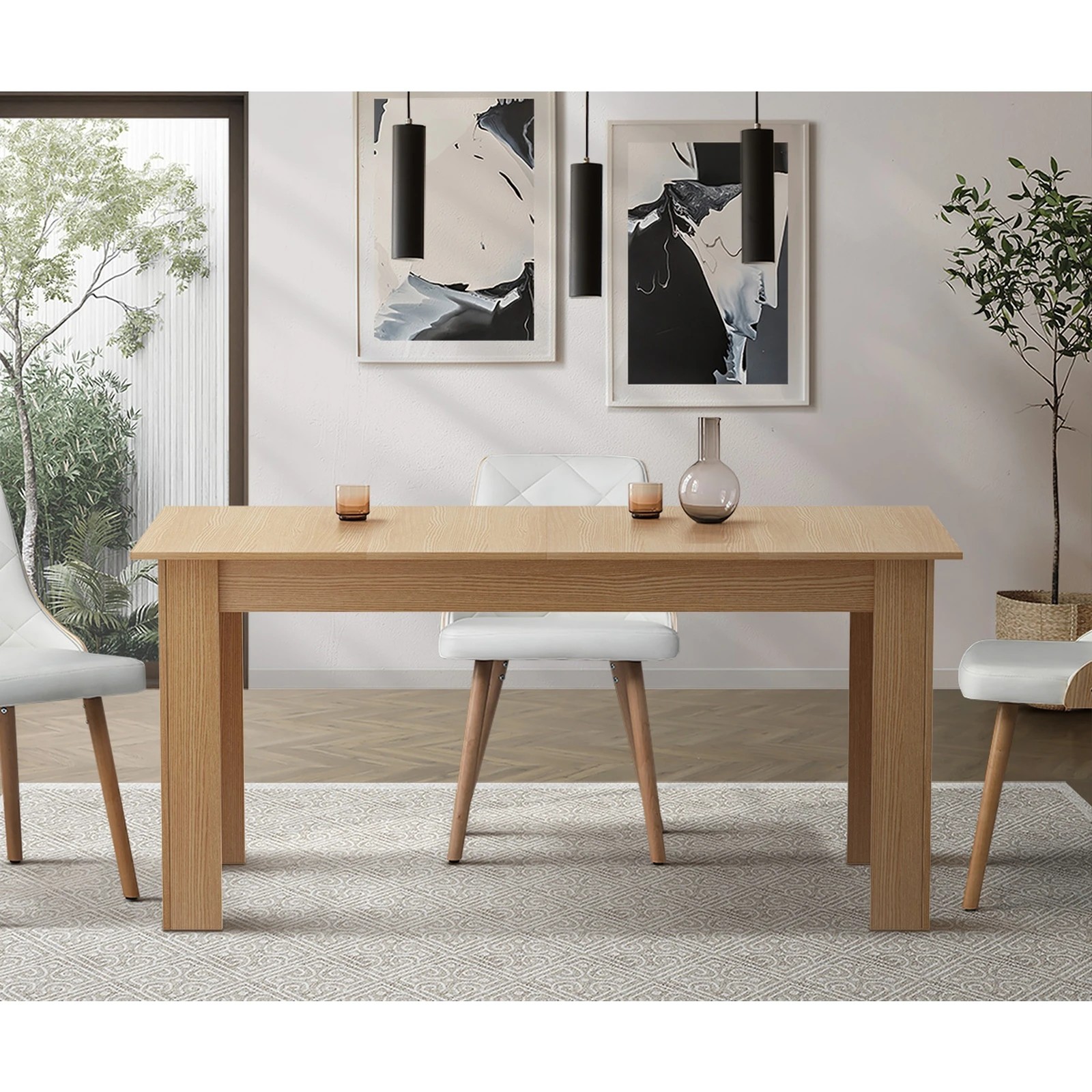3 Oikiture 200cm Extendable Dining Table Kitchen Restaurant Cafe Table
 - Natural, 3 of 8