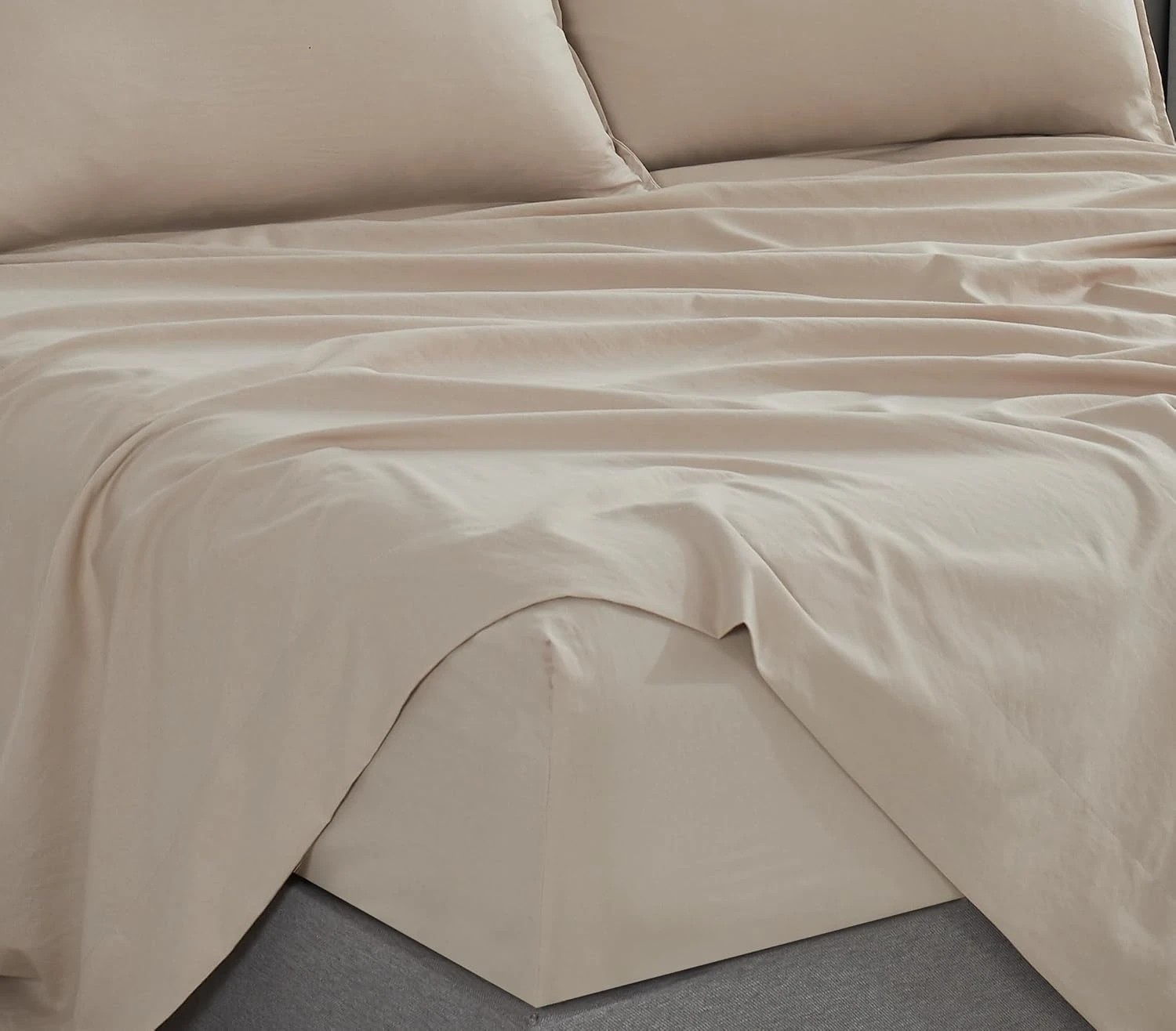 3 CleverPolly 100% Vintage Washed Microfibre Sheet Set - Linen - Queen Bed, 3 of 6