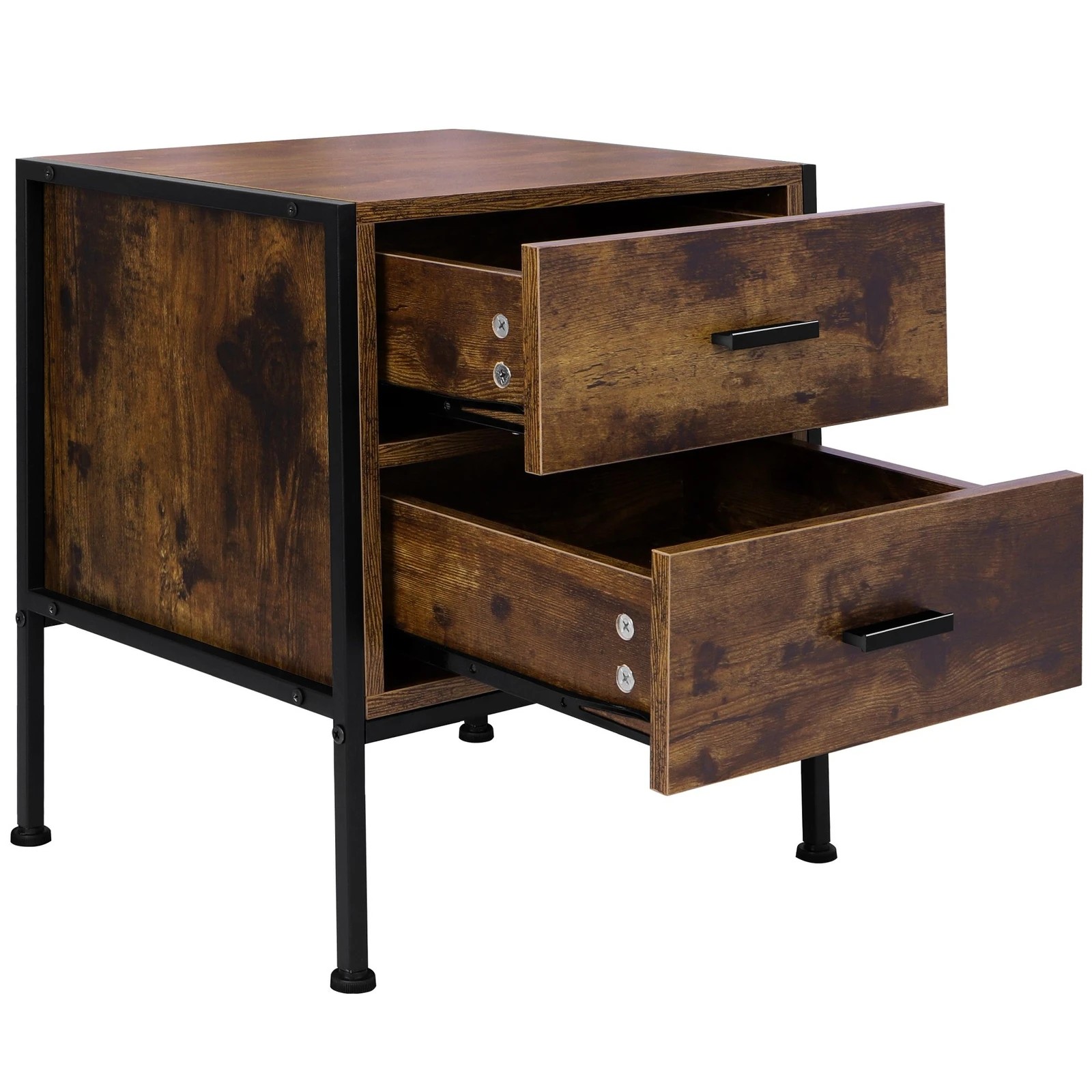 9 Alfordson Bedside Table Retro Wooden Nightstand Vintage Storage Side Cabinet - Brown, 9 of 10