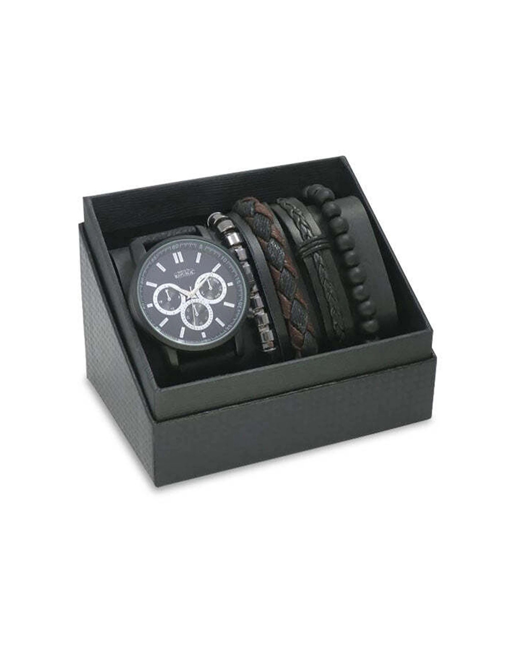1 Mens Republic Watch Set With 4 Bracelets Bands - Black, 1 of 4