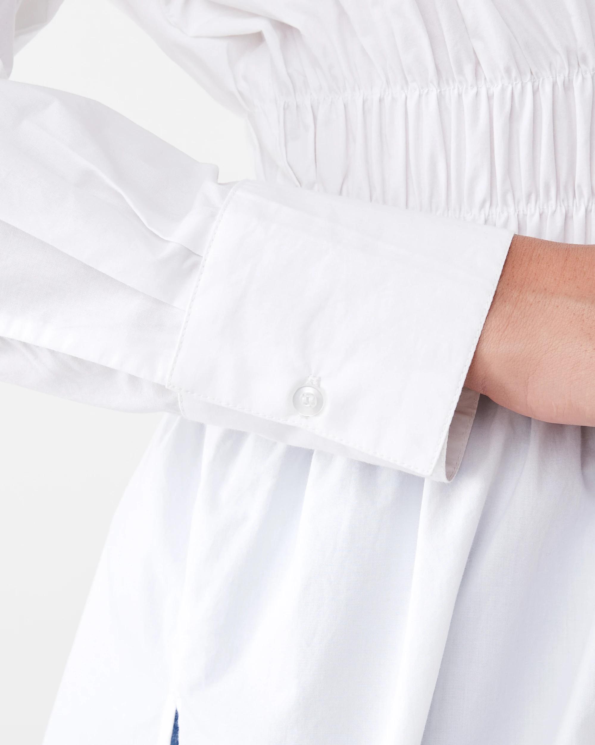 8 Long Sleeve Shirred Waist Shirt White, 8 of 8