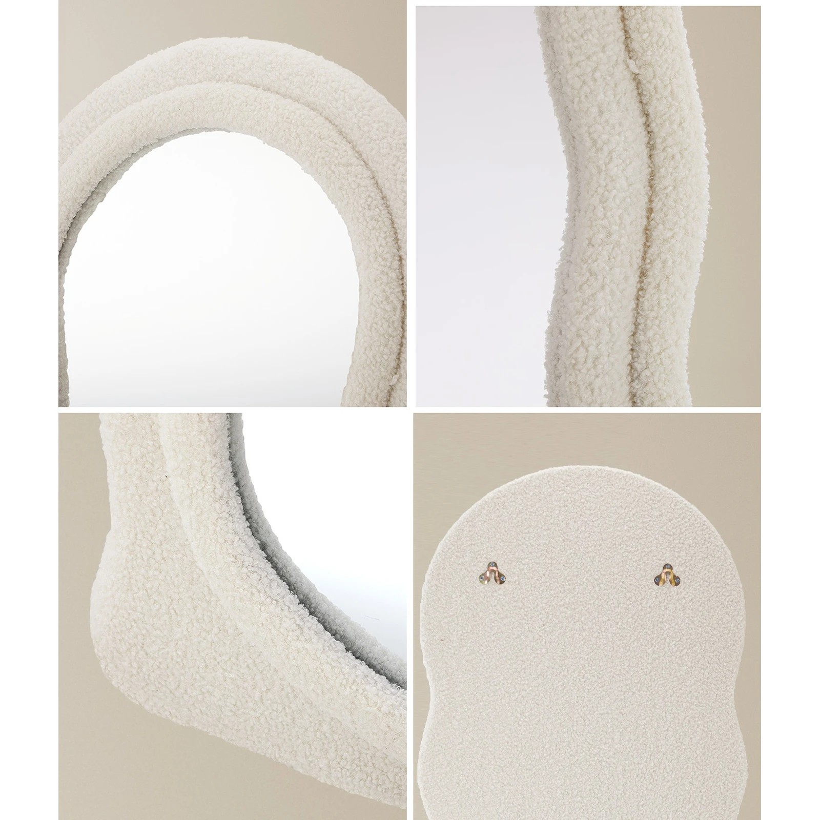 6 Oikiture Full Length Mirror 180cm Boucle Floor Standing Mirrors Dressing Makeup - White, 6 of 9