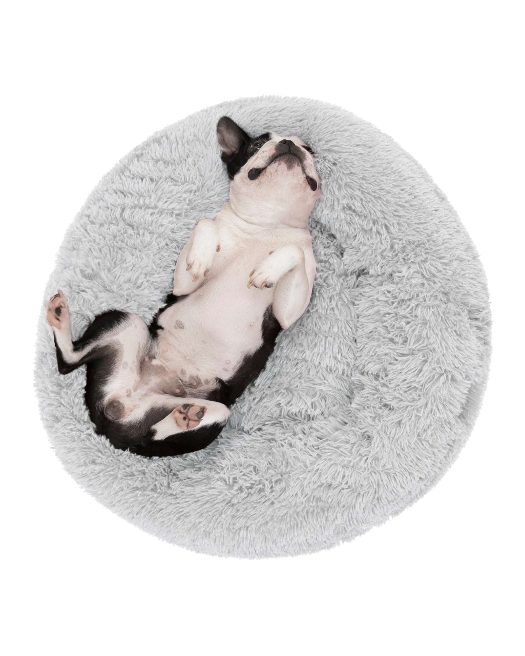 4 Charlie's Shaggy Faux Fur Round Calming Dog Bed Medium - White, 4 of 5