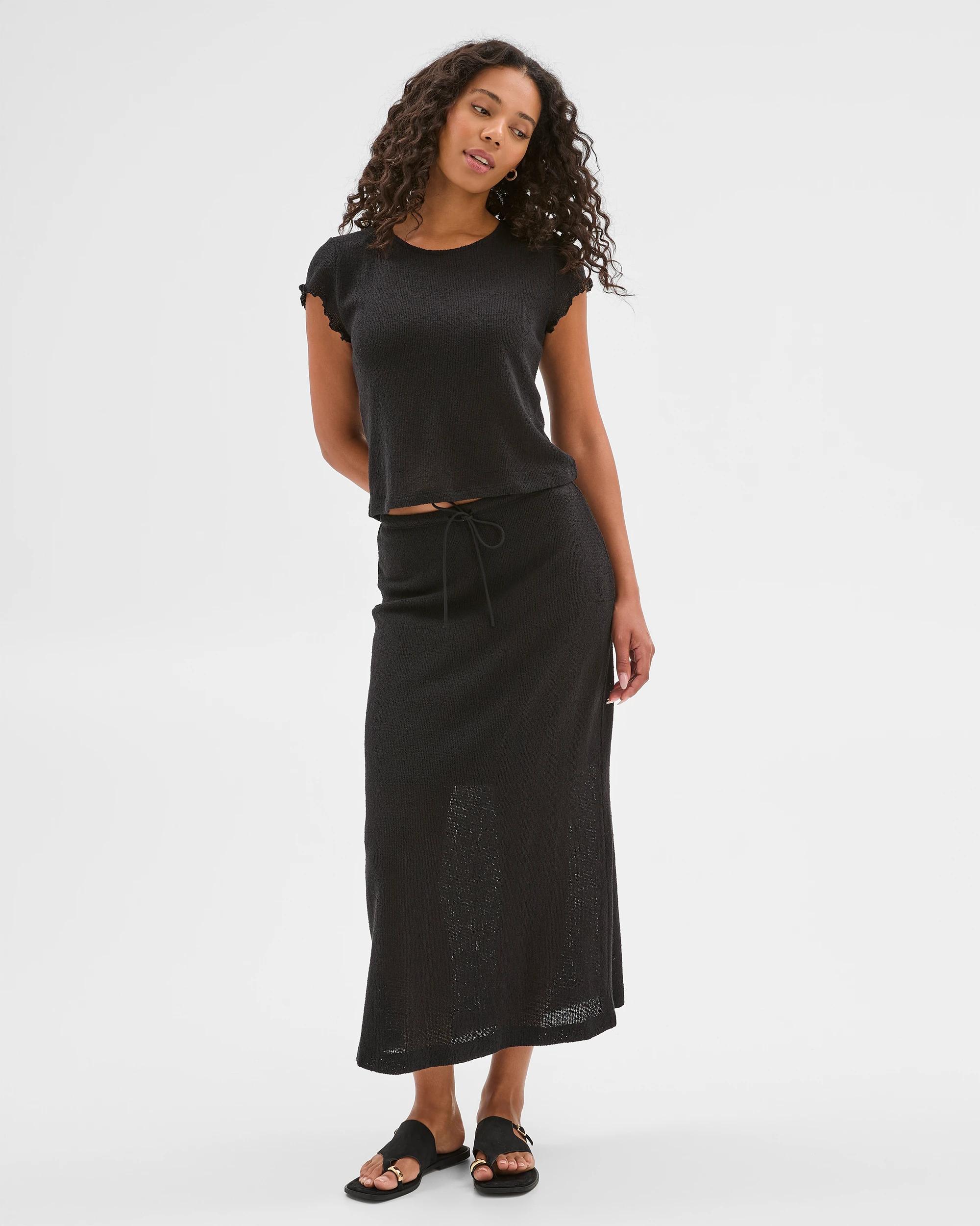 1 Target Textured Midi Skirt BLACK, 1 of 6