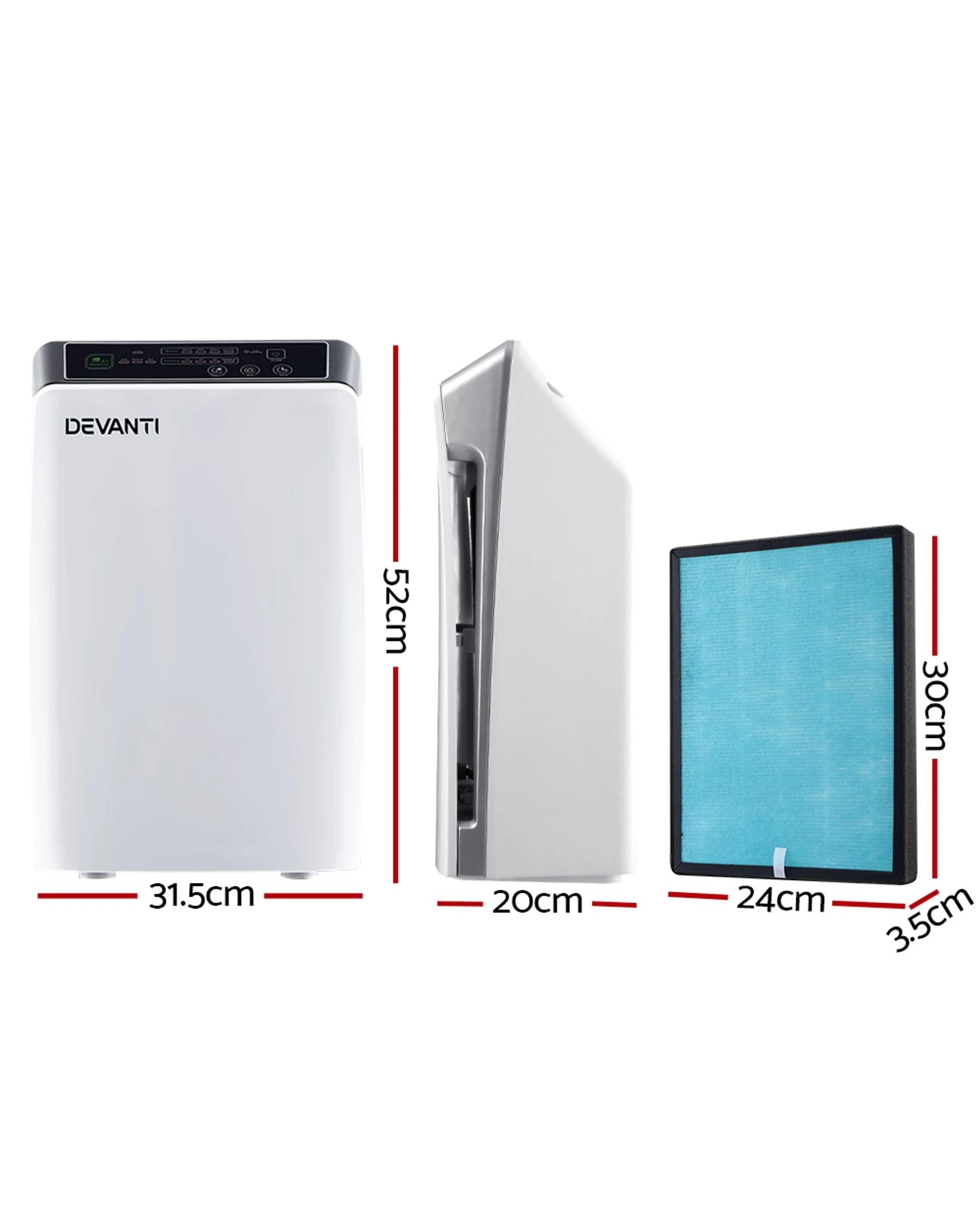 2 Devanti Air Purifier 4 Stage HEPA w/Replacement Filter - Multi, 2 of 4