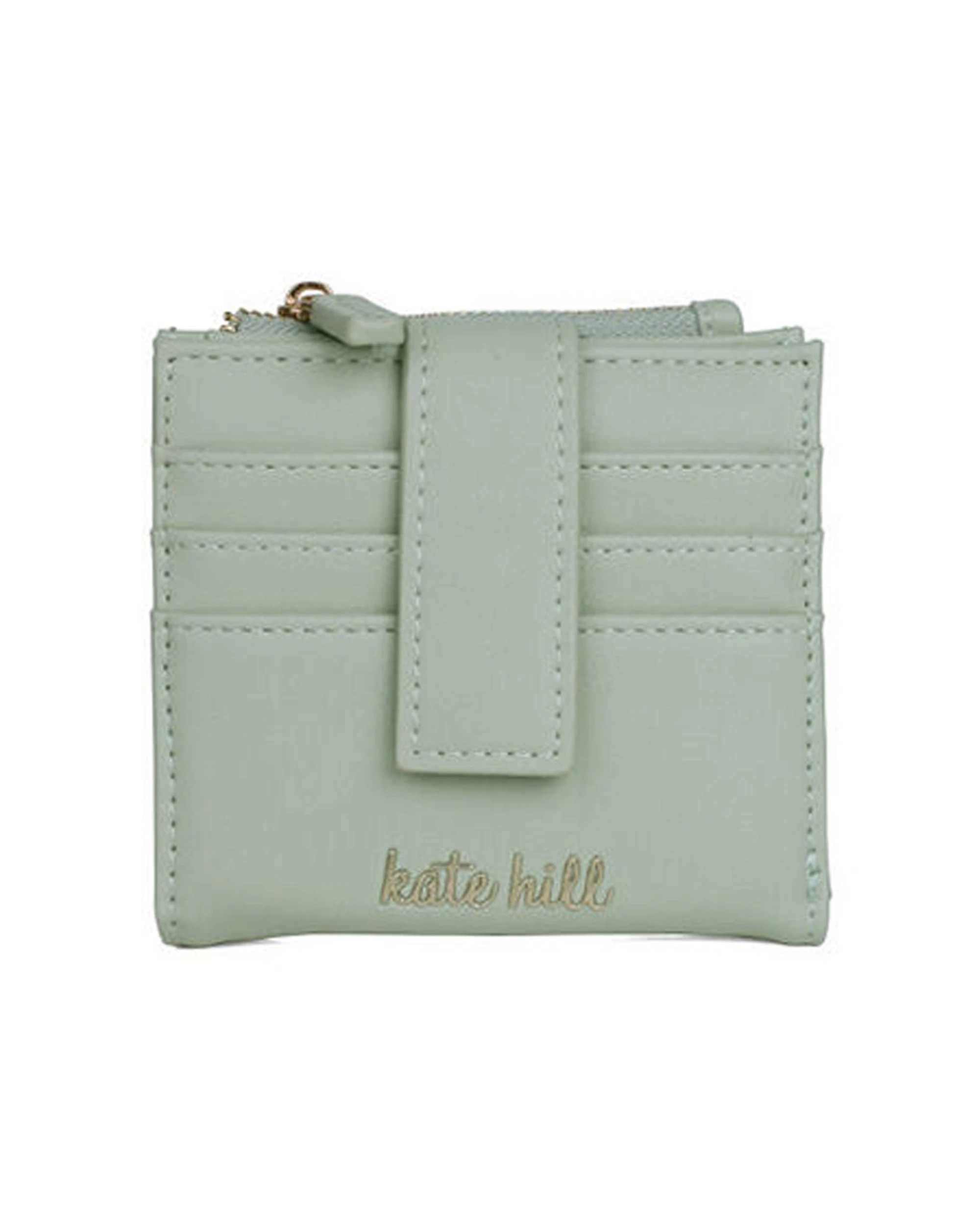 1 Kate Hill Womens Piper Purse Wallet with 9 Card Holder Compact Practical 11x10cm Sage - Green, 1 of 5