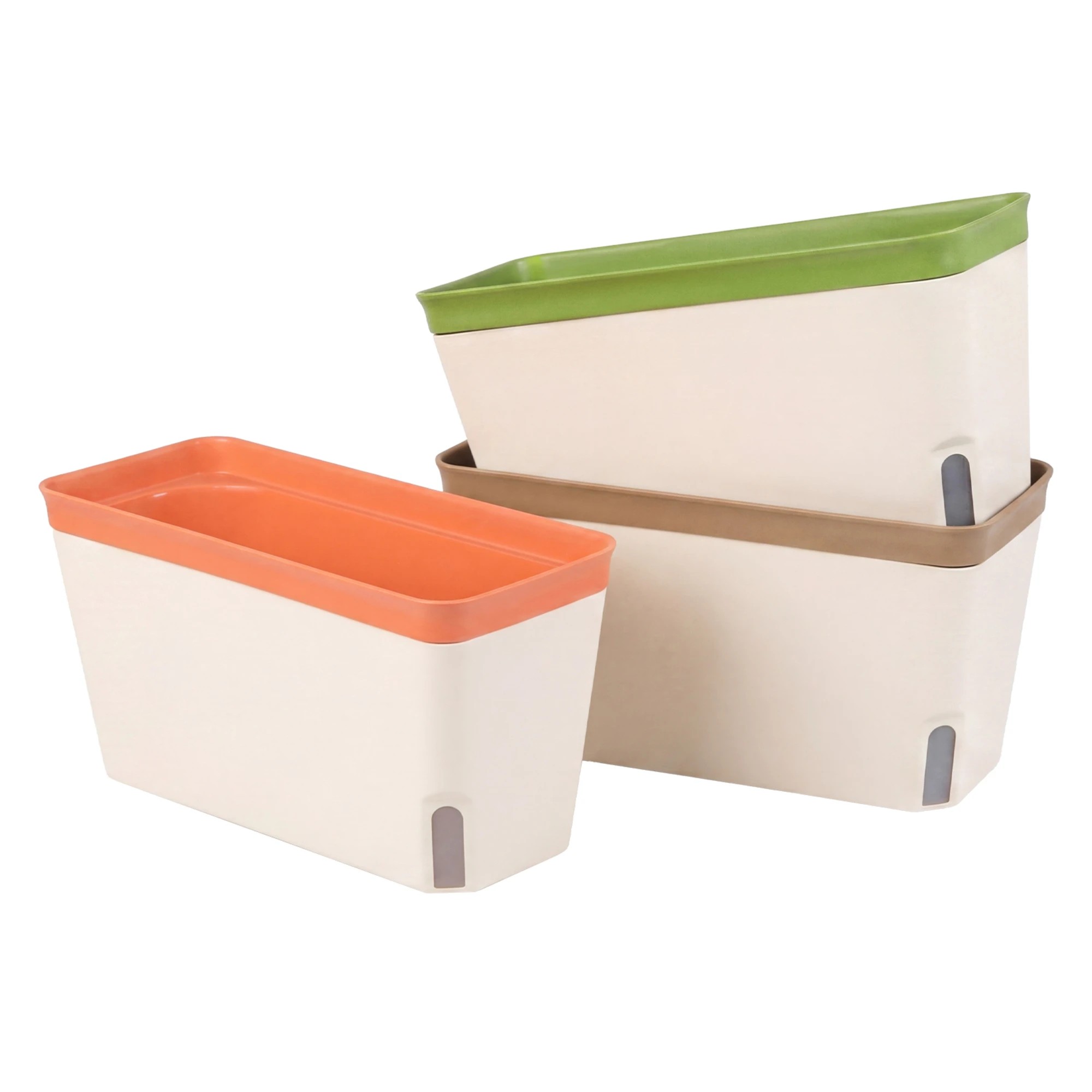 1 TOQUE Self Watering Pot With Water Level Indicator For Herbs White 3 Pack, 1 of 8