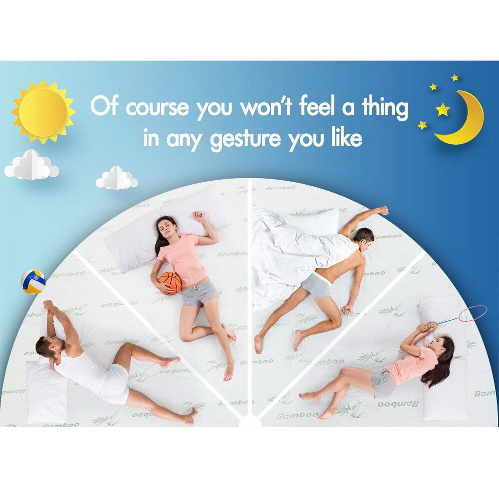 7 Starry Eucalypt Memory Foam Mattress Topper 7-Zone 8cm - Queen Bed, 7 of 10