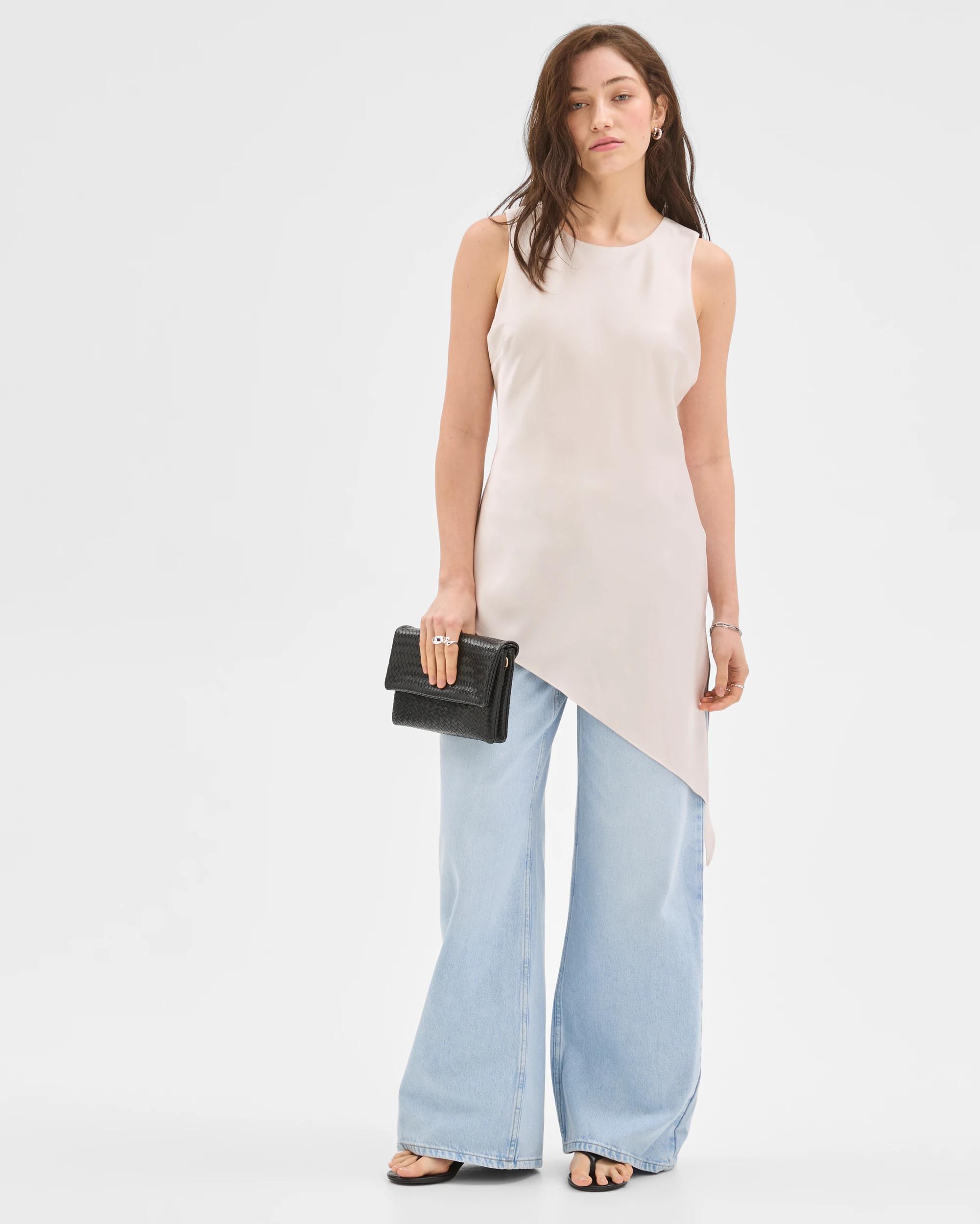 1 Lily Loves Asymmetrical Satin Tank Top PUMICE, 1 of 6