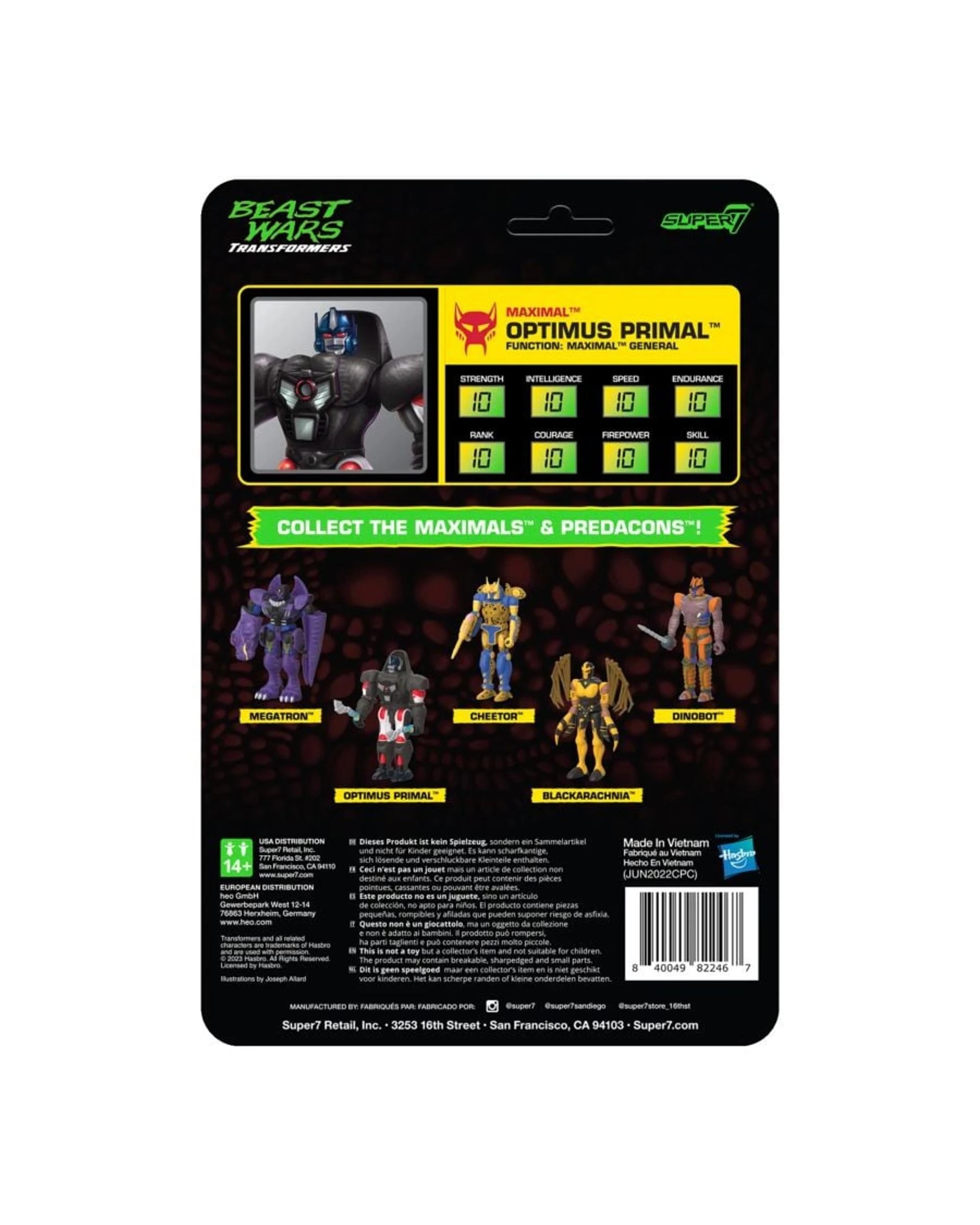 3 Super7 Reaction Transformers Beast Wars Optimus Primal 3.75 inch Action Figure, 3 of 3