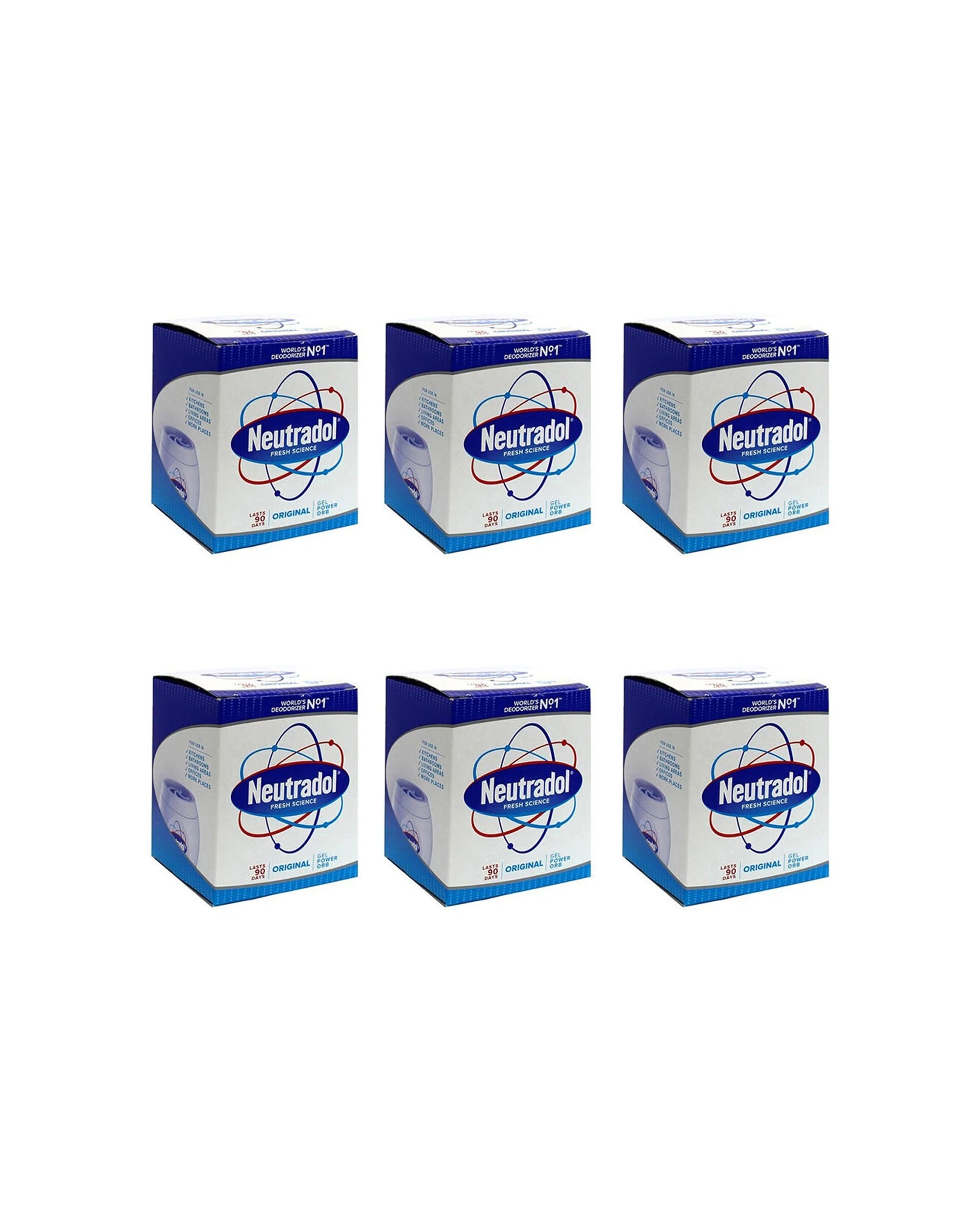 1 Neutradol 6PK Gel Power Orb Odour Deodoriser Freshener 140g Original - White, 1 of 4