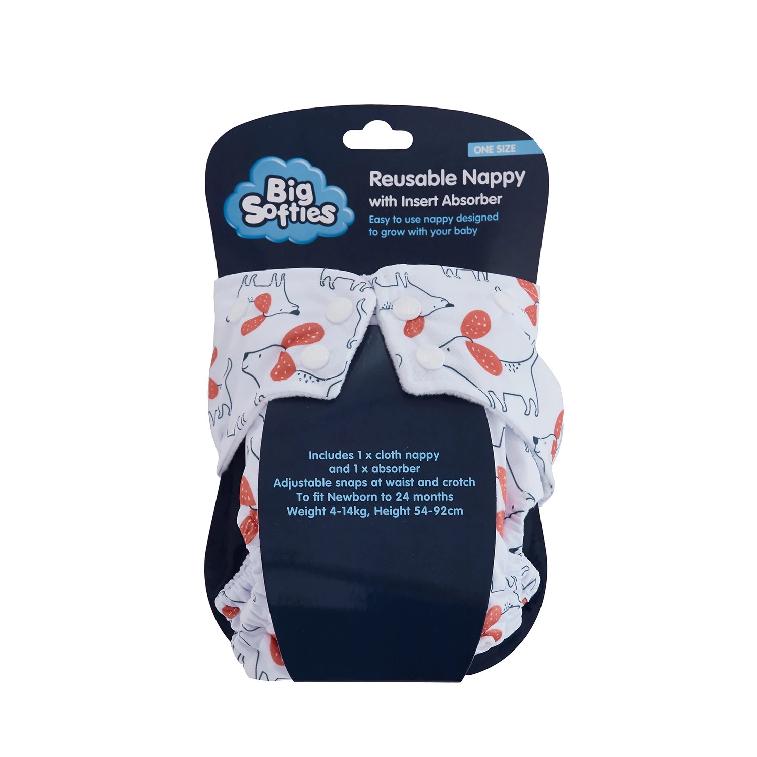 3 Big Softies Reusable Nappy with Insert Absorber - Assorted, 3 of 9