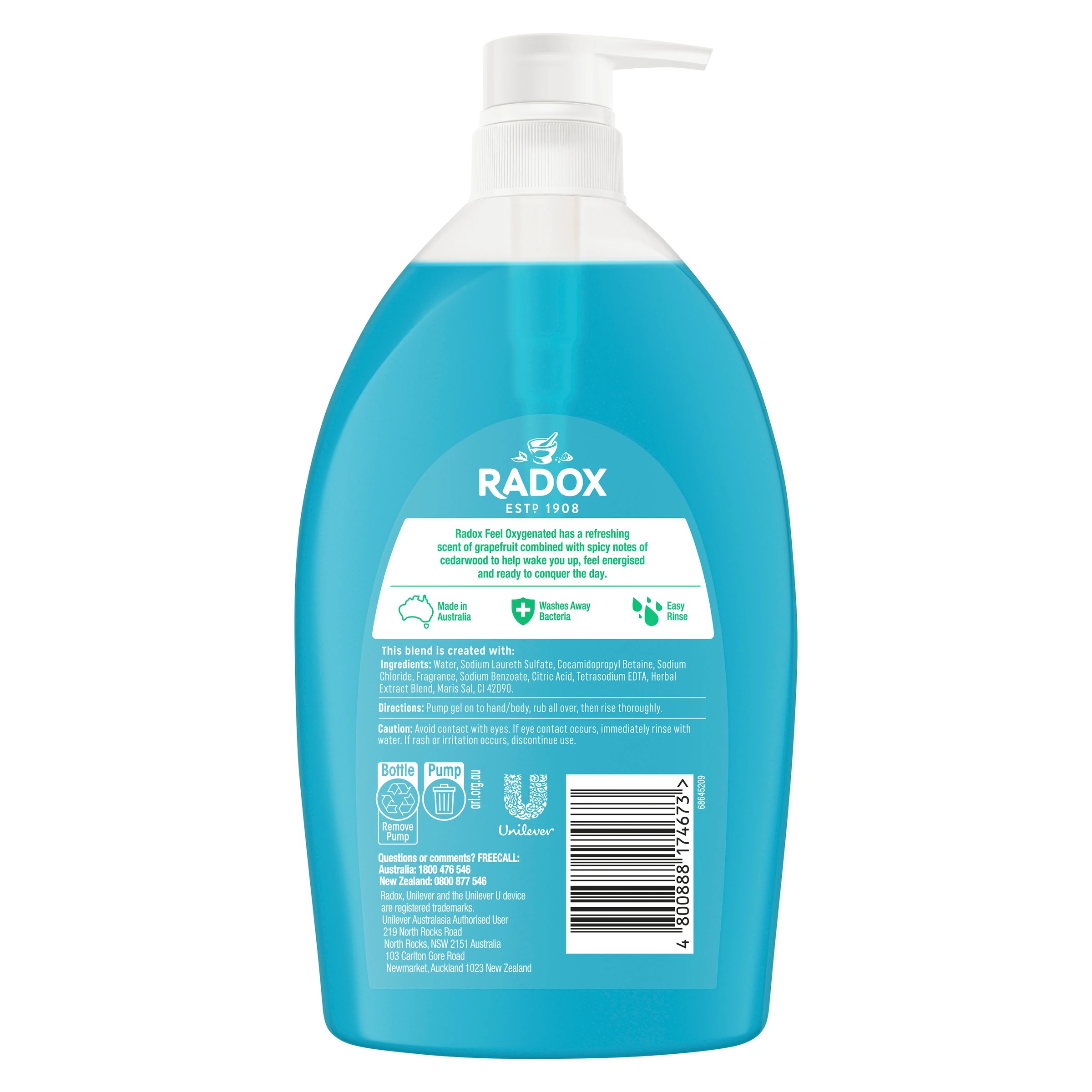2 Radox Feel Oxygenated Shower Gel 1L - Grapefruit & Cedarwood Fragrance, 2 of 7
