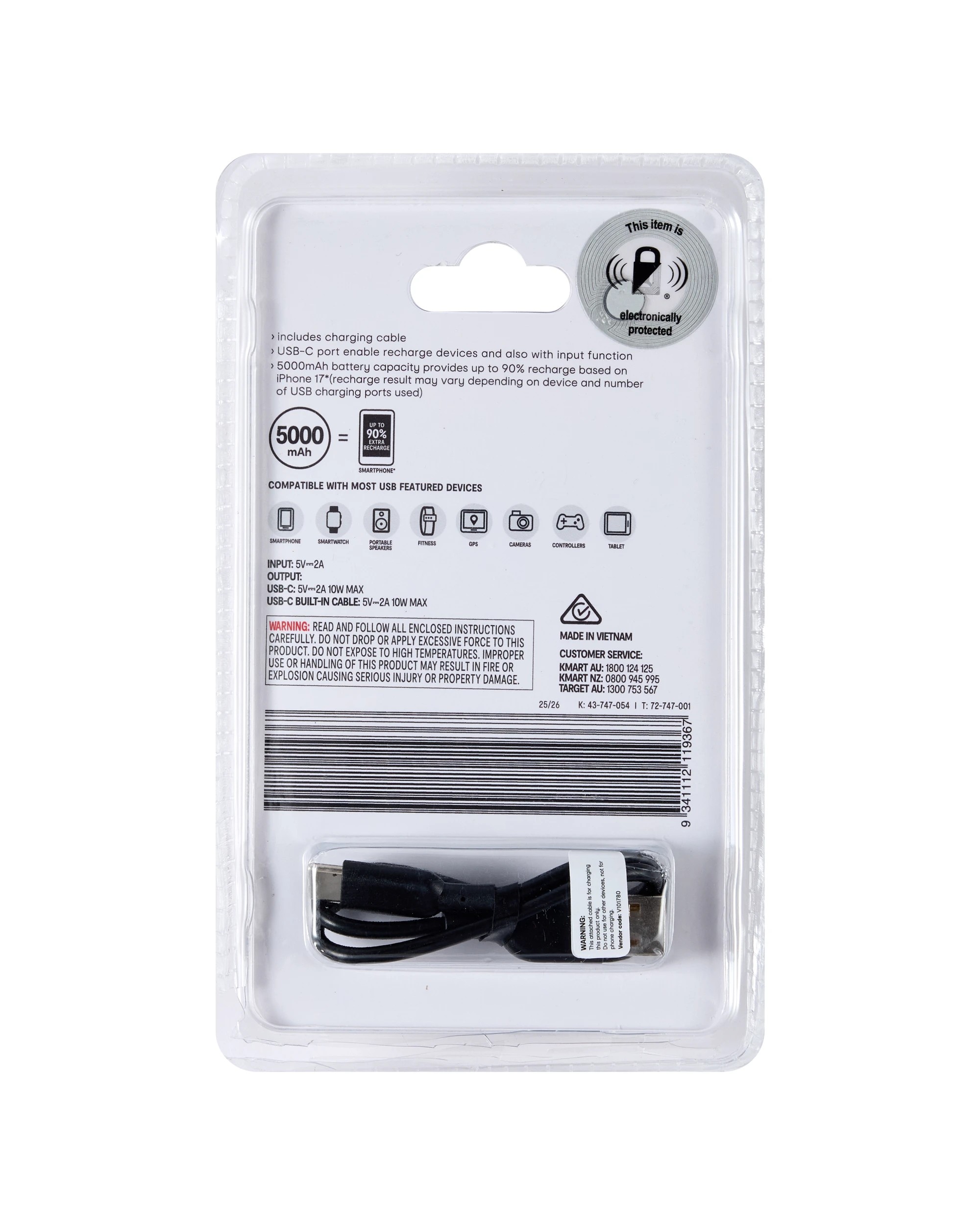 8 5000mAh Keychain Powerbank - Black, 8 of 8
