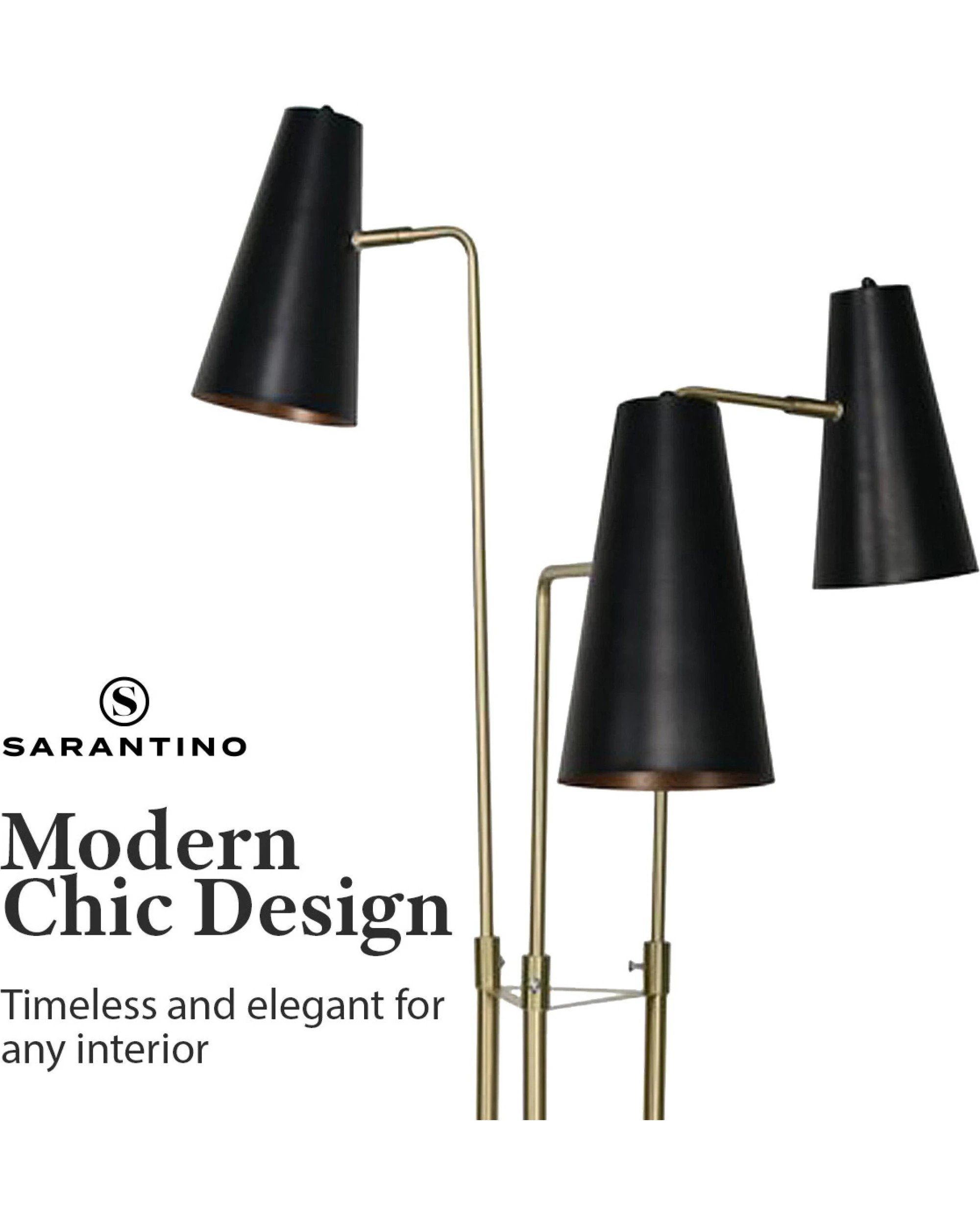 3 Sarantino Three Metal Shade Floor Lamp, 3 of 8