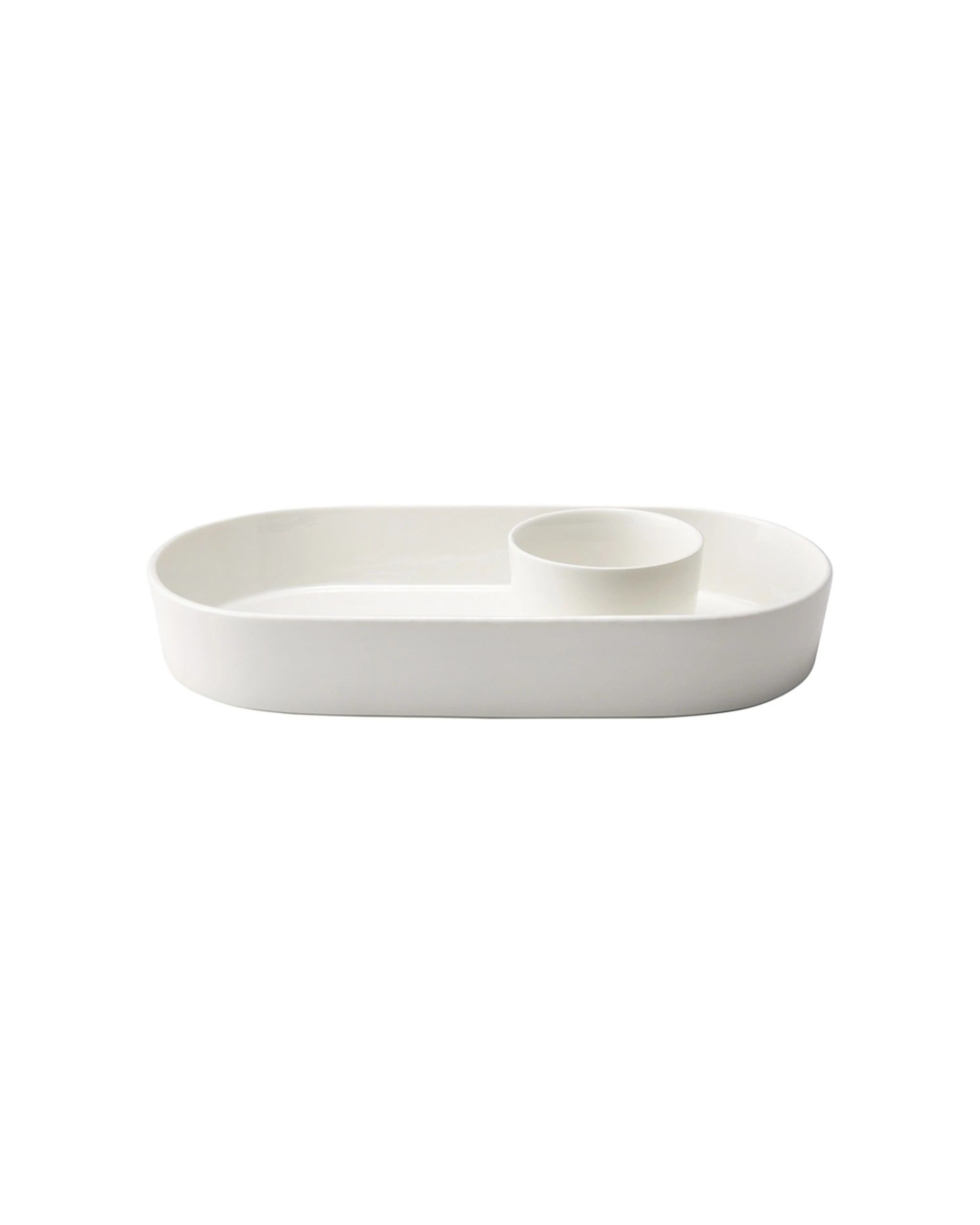 1 Ecology Origin Oval Chip And Dip Bowl Porcelain Serveware Creamy, 1 of 3