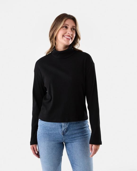 Long Sleeve Rib Turtleneck Top