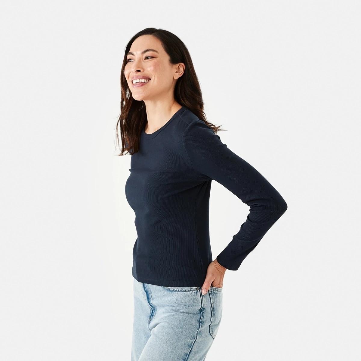 3 Long Sleeve Rib Crew T-shirt Navy Blaze, 3 of 6