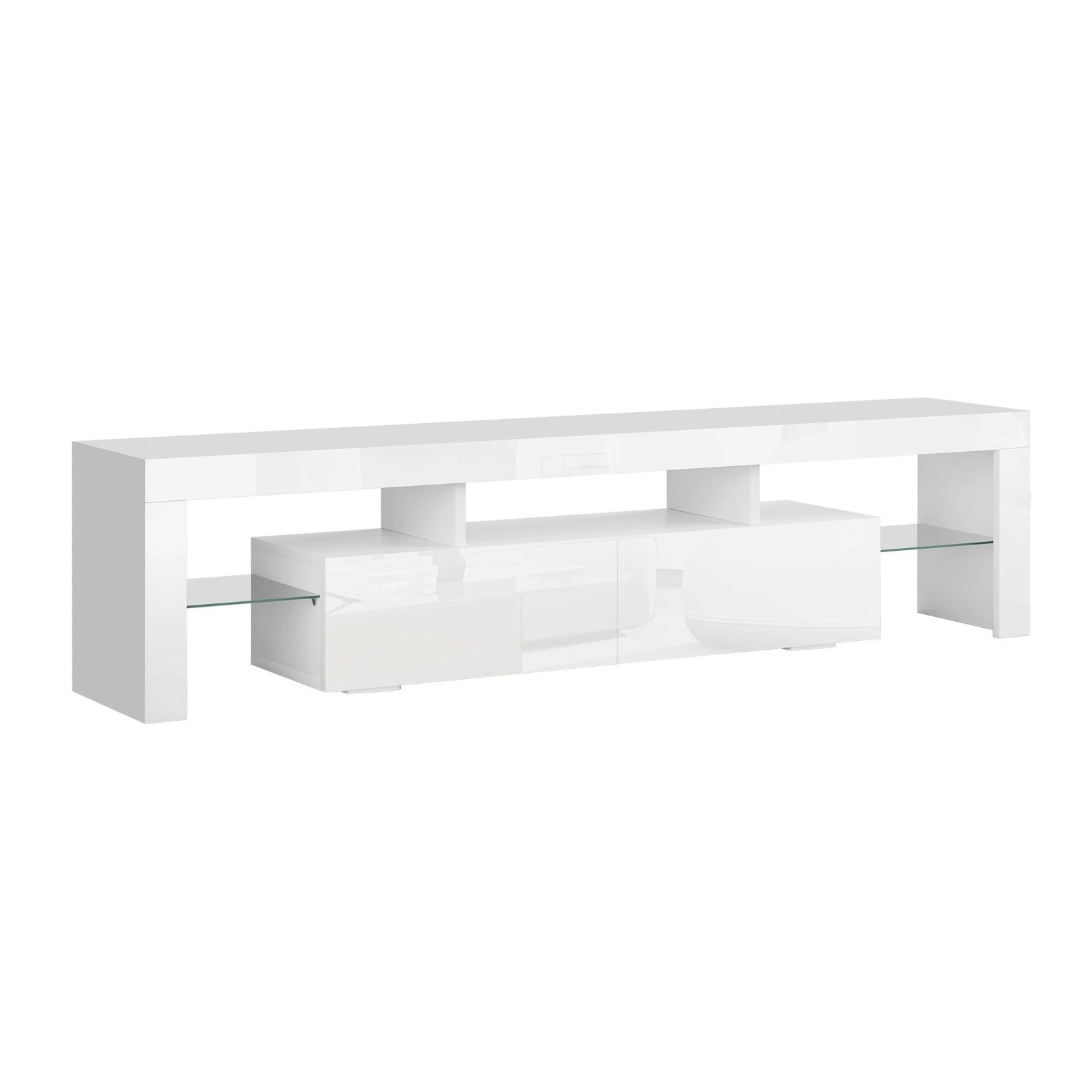 6 Alfordson Entertainment Unit 160cm TV Stand LED Light Storage Gloss - White, 6 of 10
