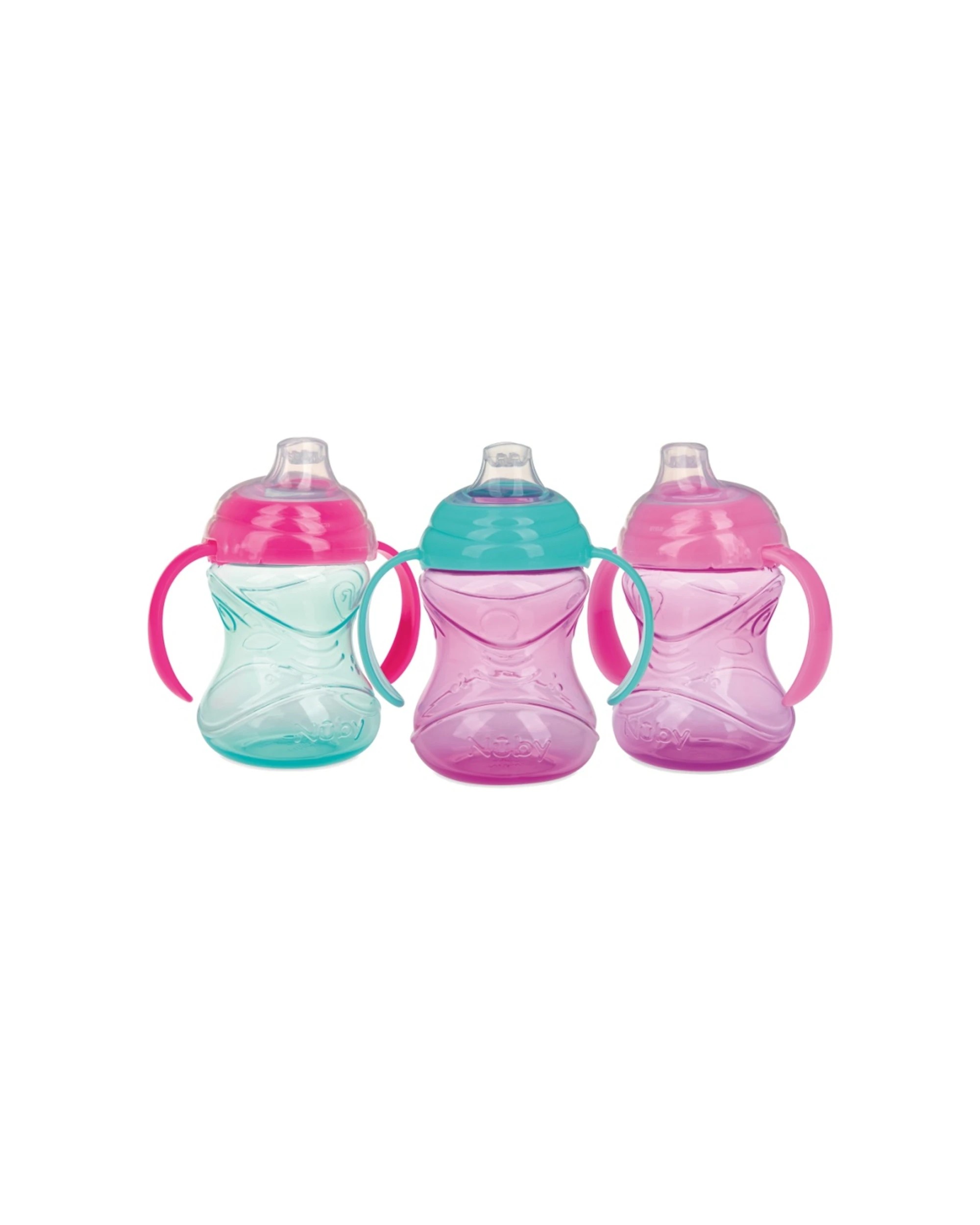 2 Nuby 2x 3pc Clik-It 2 Handle Cup No-Spill Spout Kids Bottle 300ml - Multi, 2 of 2