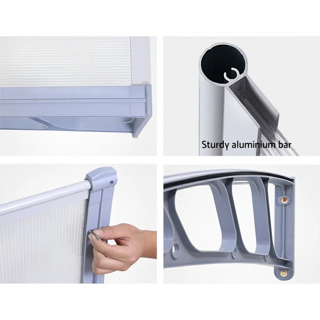 6 Instahut Window Door Awning Canopy 1.5mx2m Transparent Sheet  Plastic - Clear, 6 of 6