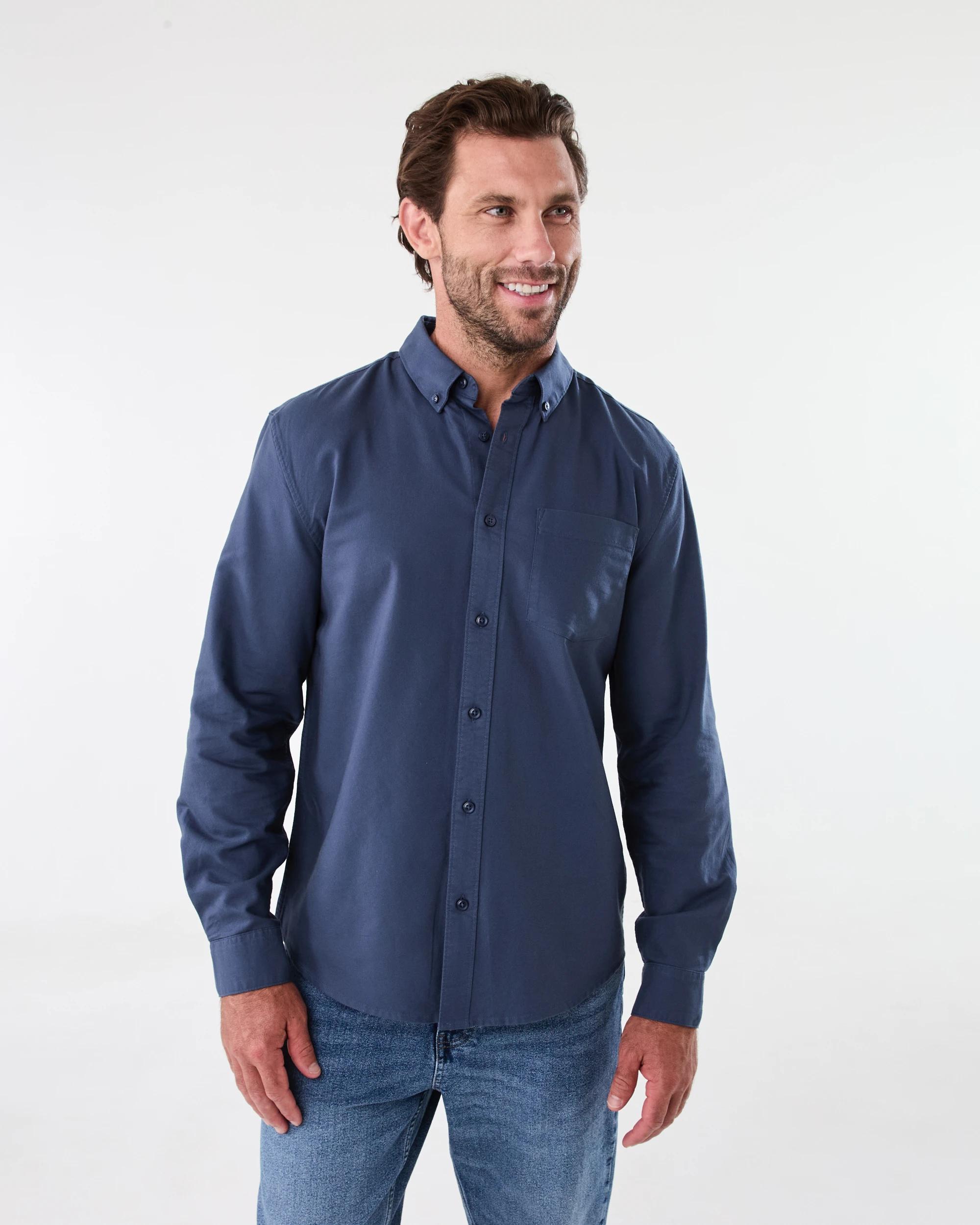 1 Long Sleeve Oxford Shirt Blu Night, 1 of 8