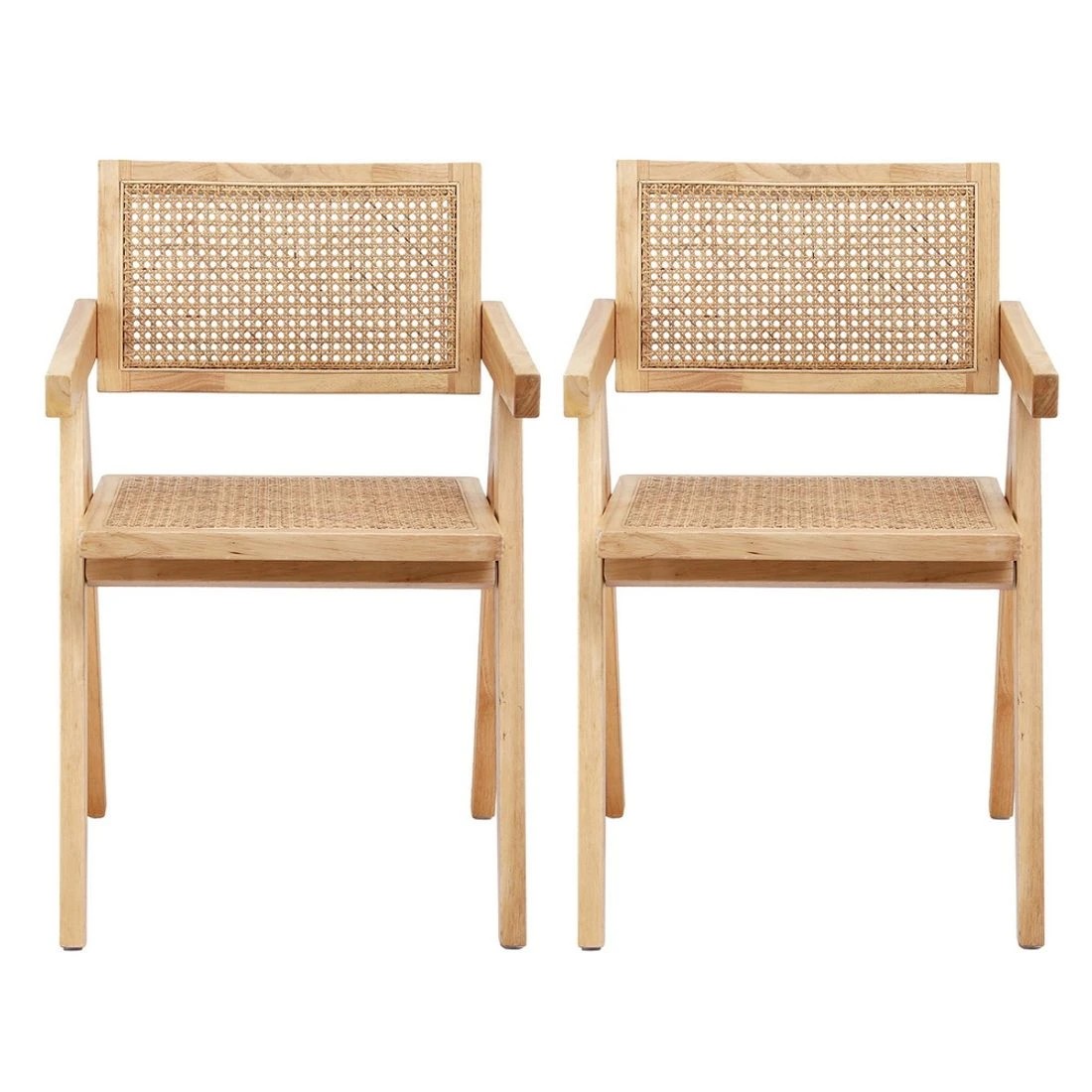 3 Artiss 2x Dining Chairs Wooden Rattan Seat Rubber Wood - Natural, 3 of 6