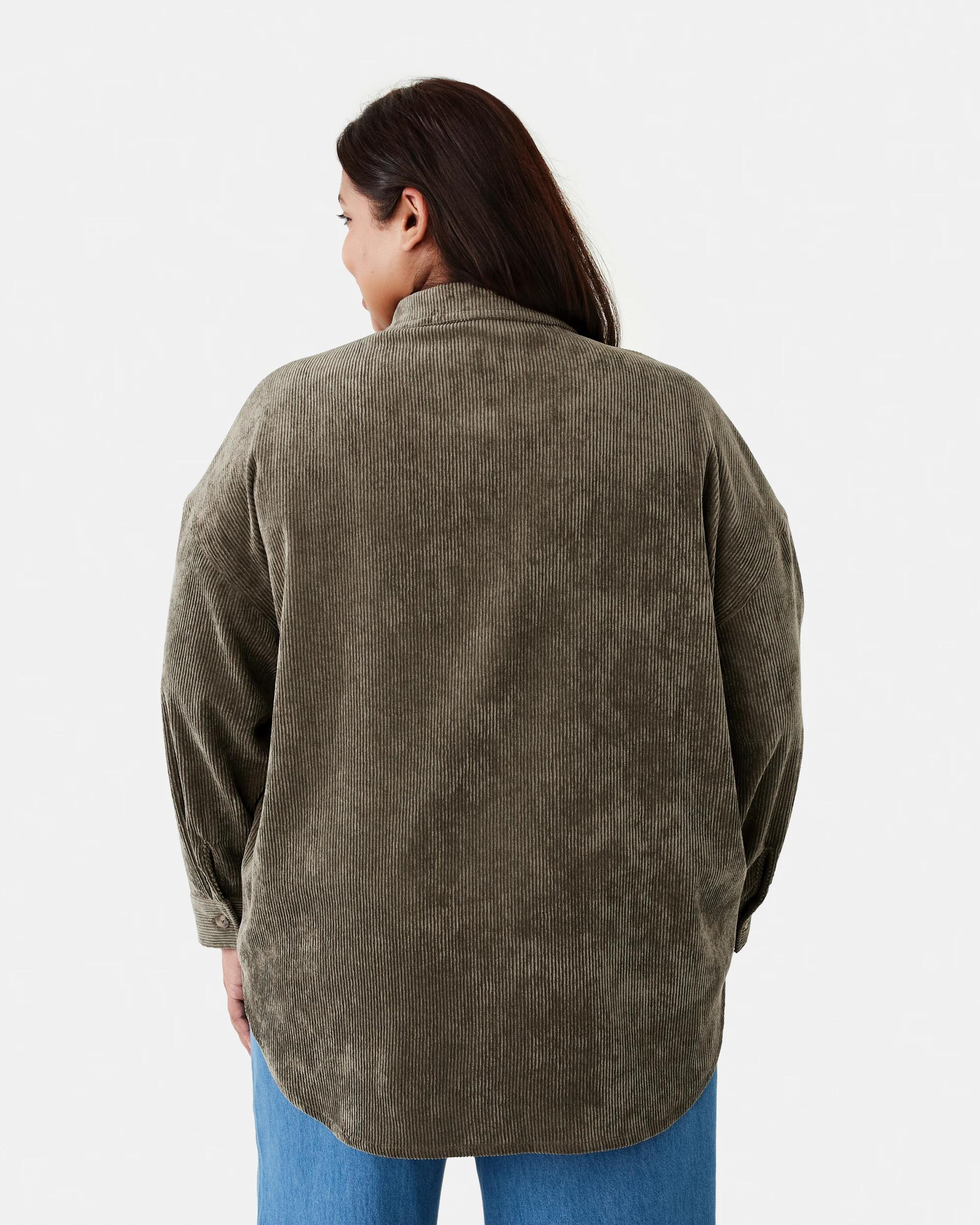 3 Curve Long Sleeve Corduroy Shirt Deep Olive, 3 of 8