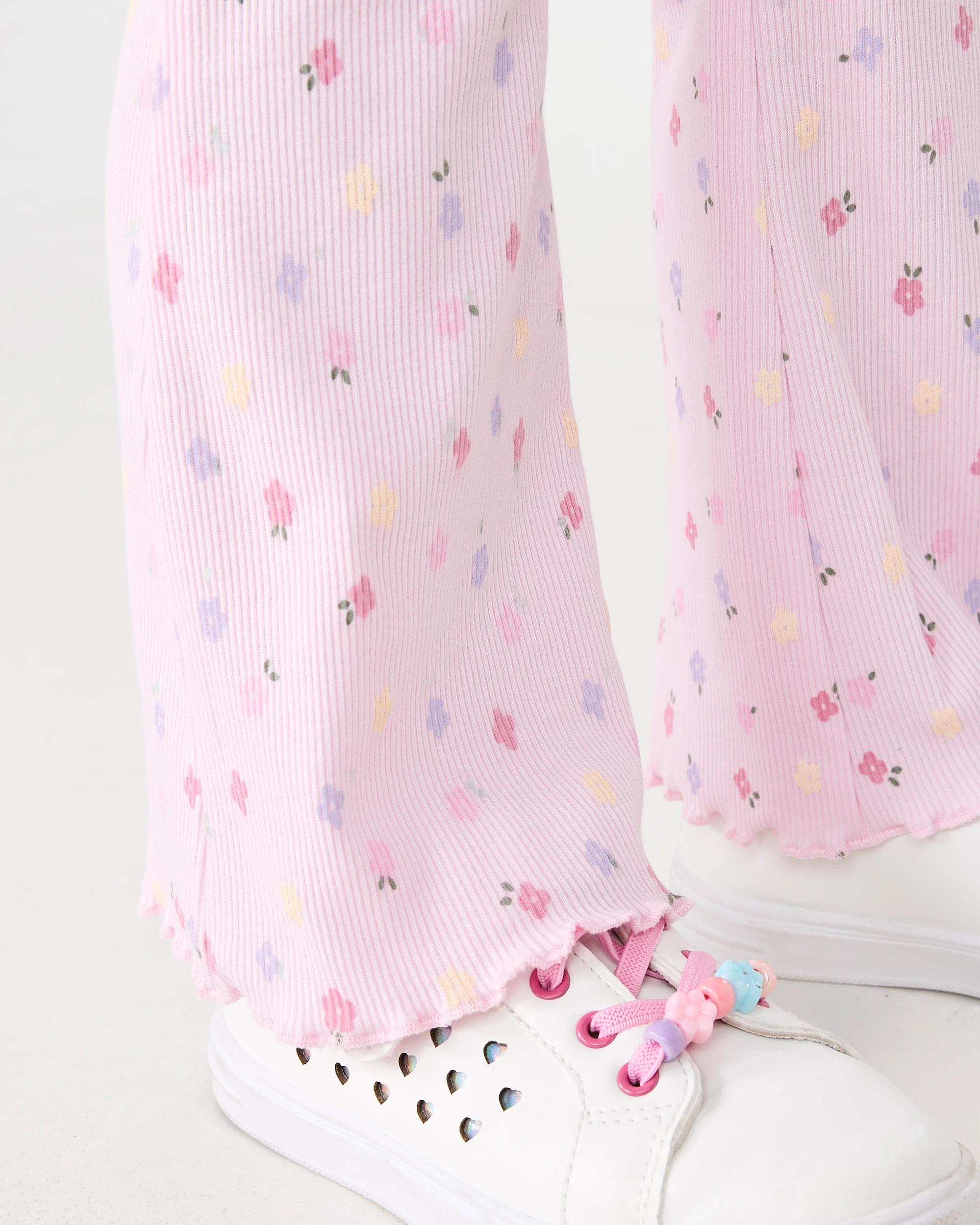 4 Rib Flare Leggings Pnk Flwrs, 4 of 6