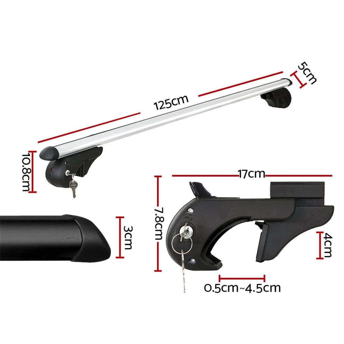 2 Giantz Universal Car Roof Racks Pod Aluminium Cross Bars Adjustable 108cm - Silver, 2 of 7