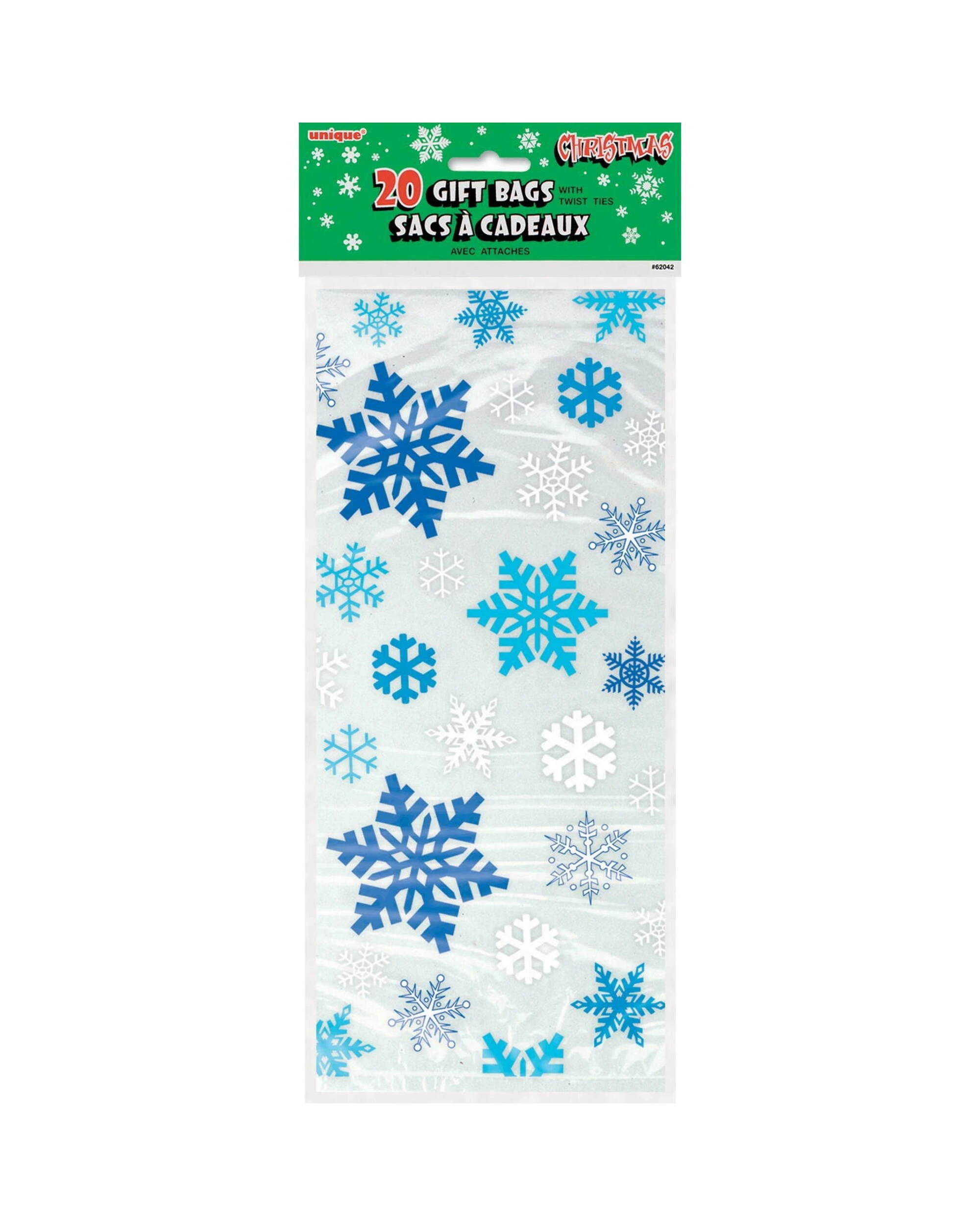 1 Unique Snowflake Cellophane Treat Bags Pack of 20 - Blue, 1 of 1