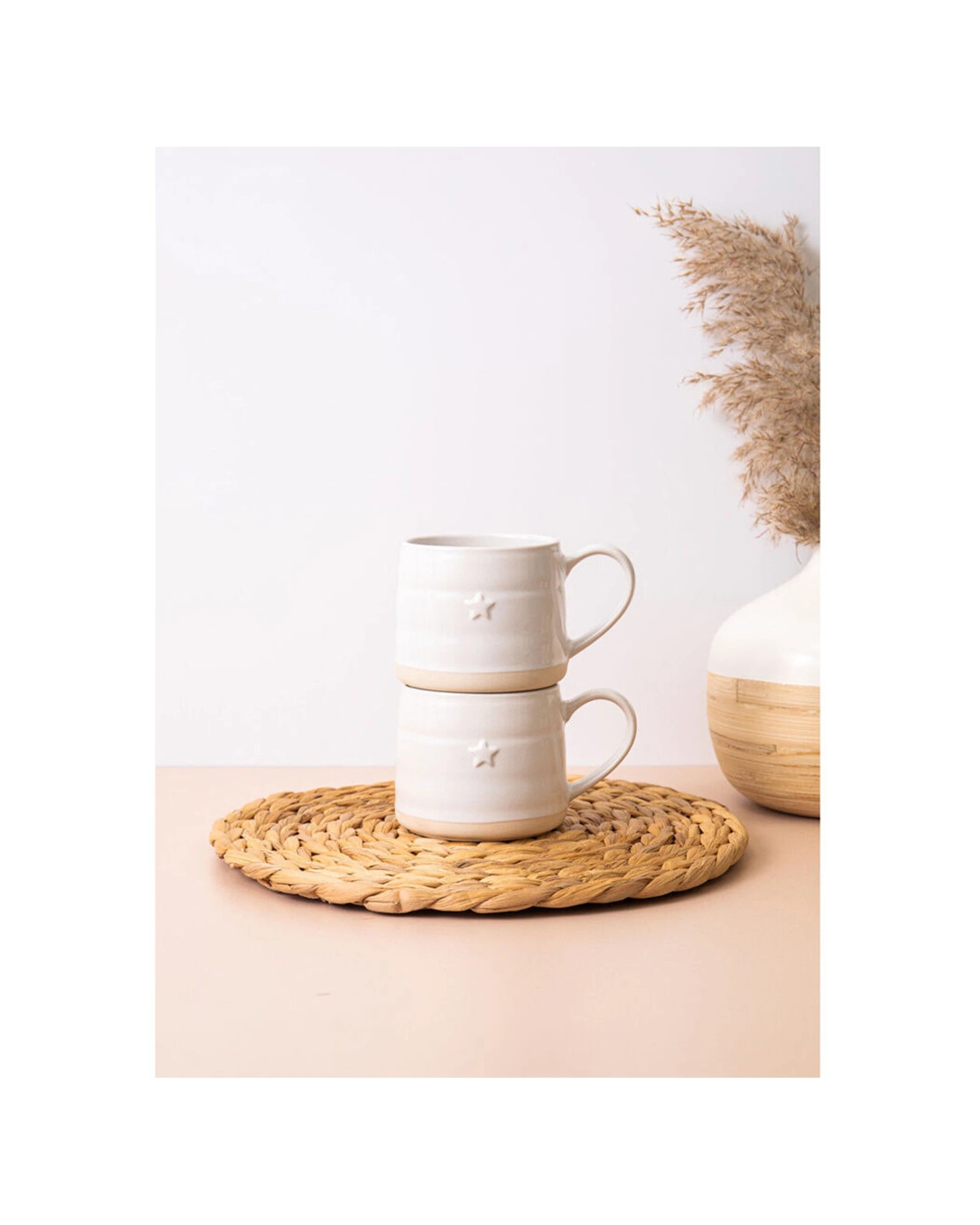 3 Mikasa Farmhouse 2pc Star Stoneware Mugs Set 380ml Durable Glossy Finish - White, 3 of 7