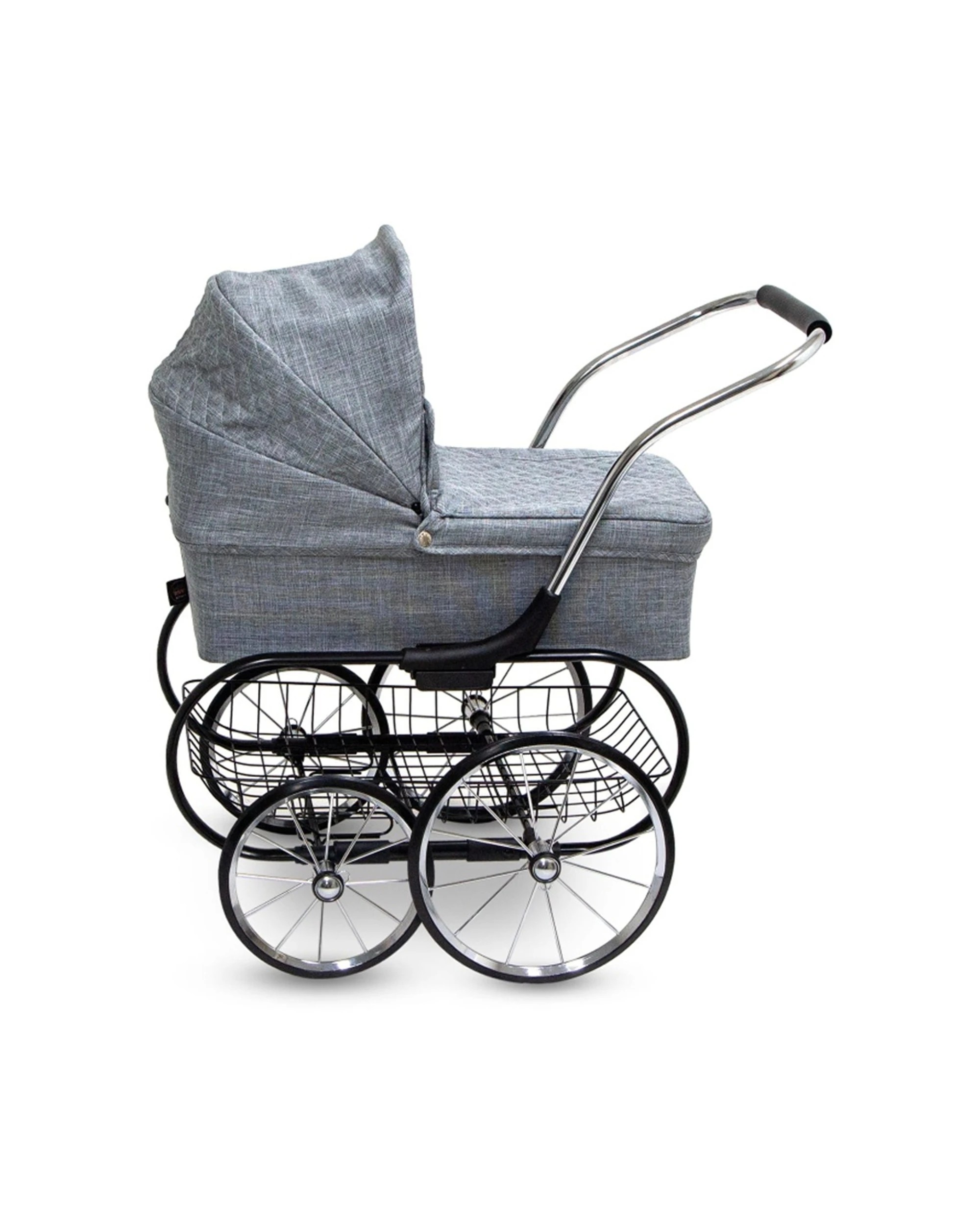 2 Just Like Mum Royale Doll Stroller Durable Nostalgic Design Large Size Easy - Grey, 2 of 7