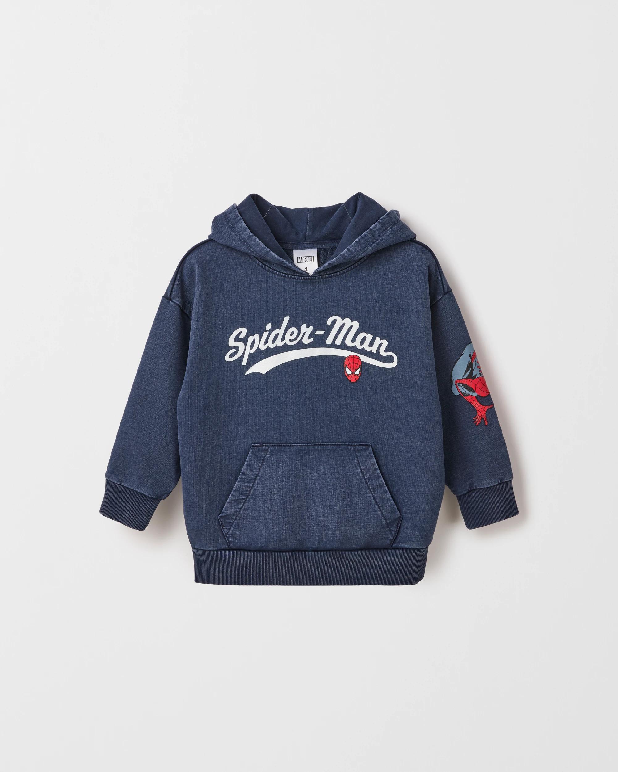 6 Marvel Spider-Man Australian Cotton Oversized Washed Sweat Hoodie BLACK IRIS, 6 of 8