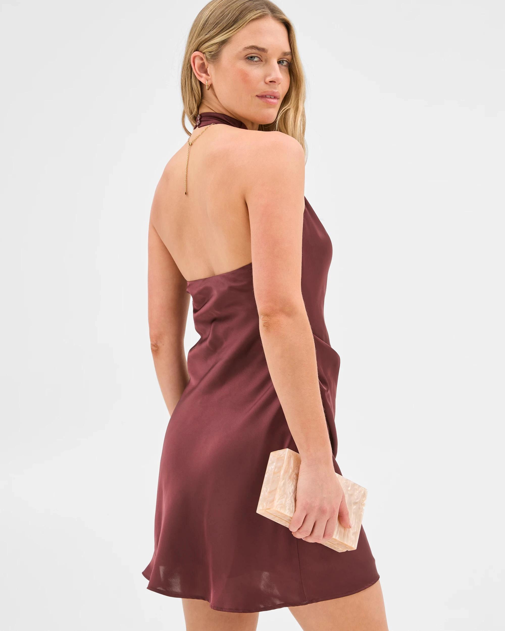 6 Lily Loves Halter Mini Dress BURNT RUST, 6 of 6