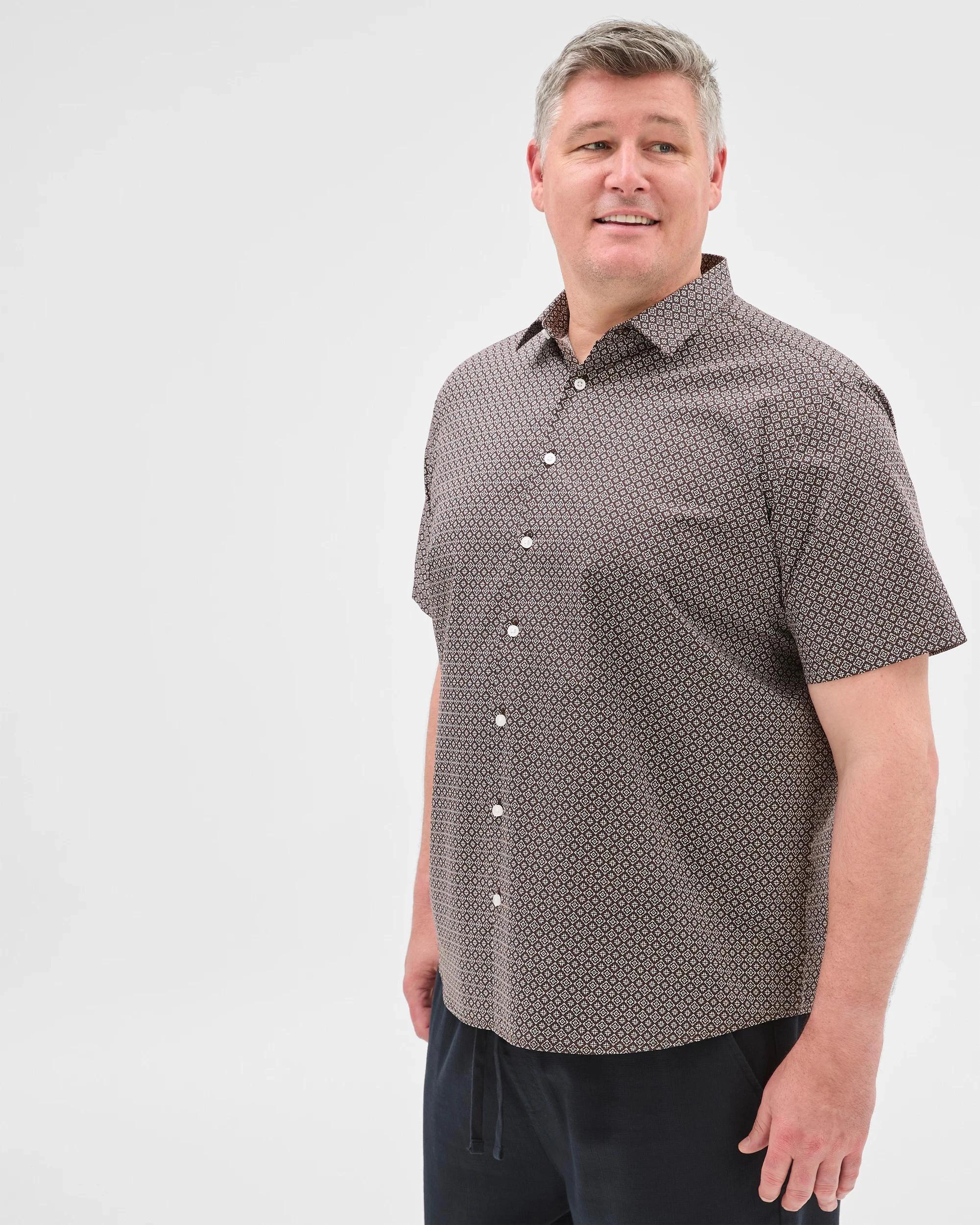 4 Target Man Plus Plus Size Australian Cotton Short Sleeve Print Shirt CHOC, 4 of 6