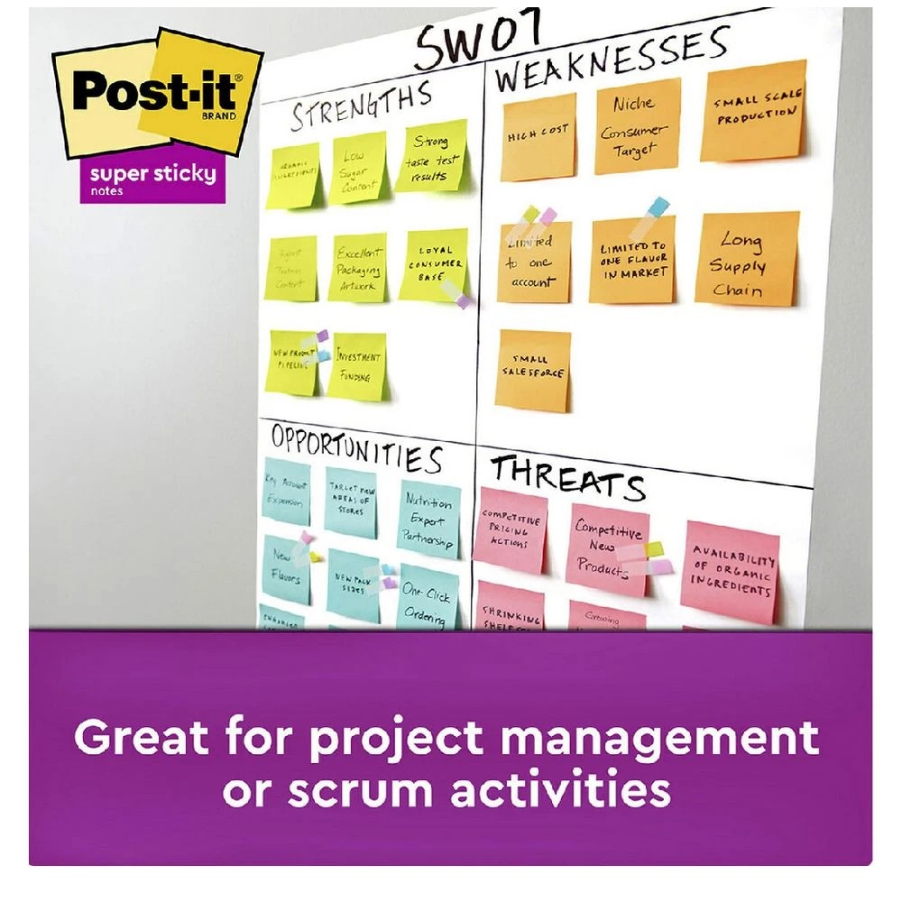 6 Post-it Super Sticky Notes 76 x 76mm Supernova Neons 24 Pack, 6 of 9