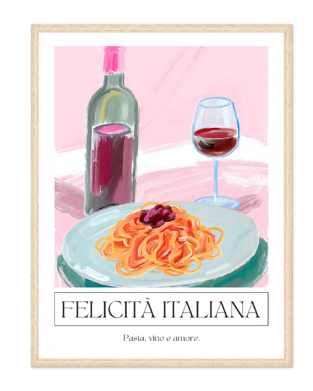 The Wall Art Warehouse - Italian Pasta and Wine - Framed Canvas ...