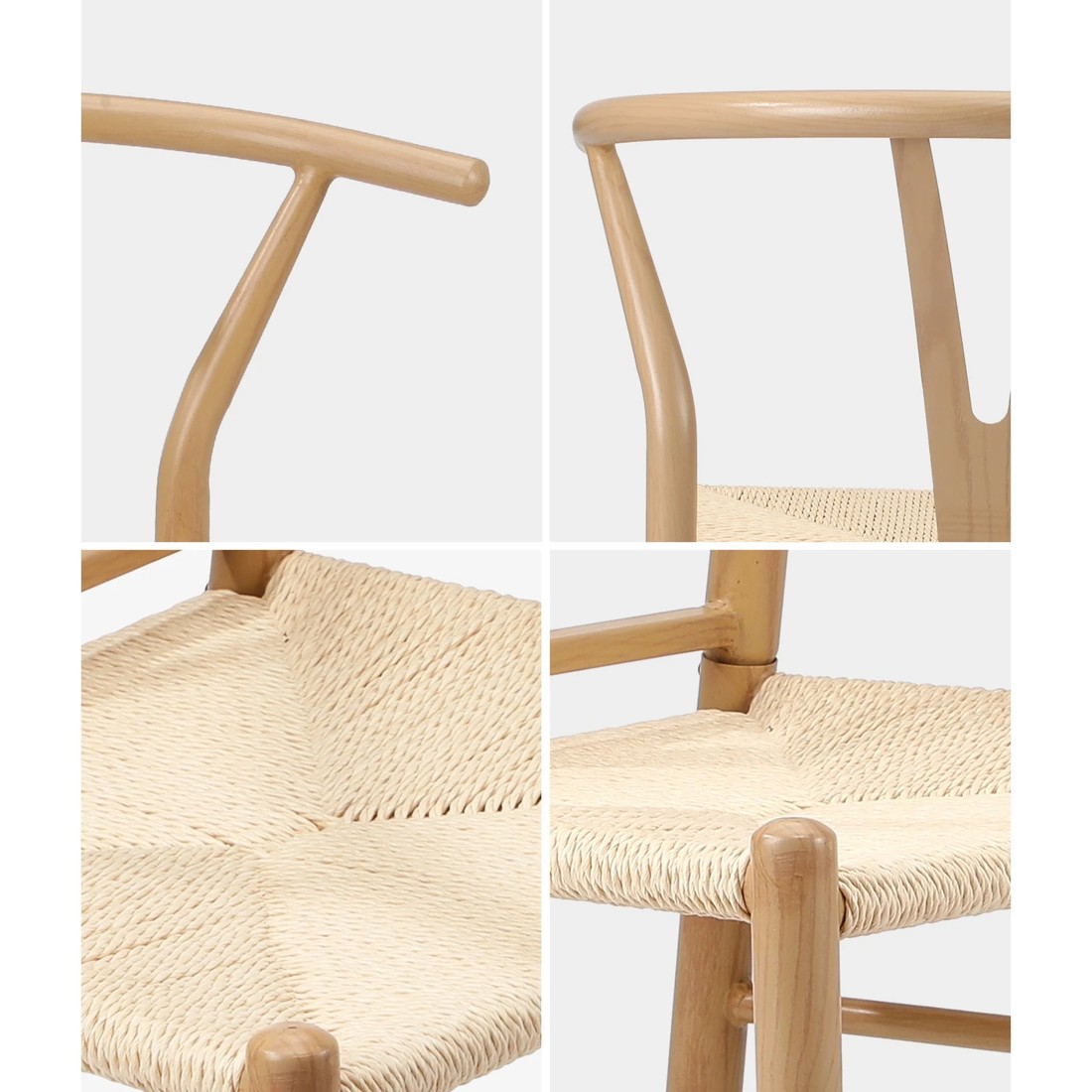 4 Oikiture 2x Dining Chair Metal Hans Wegner Chair Wishbone Cafe Lounge
 - Beige, 4 of 10