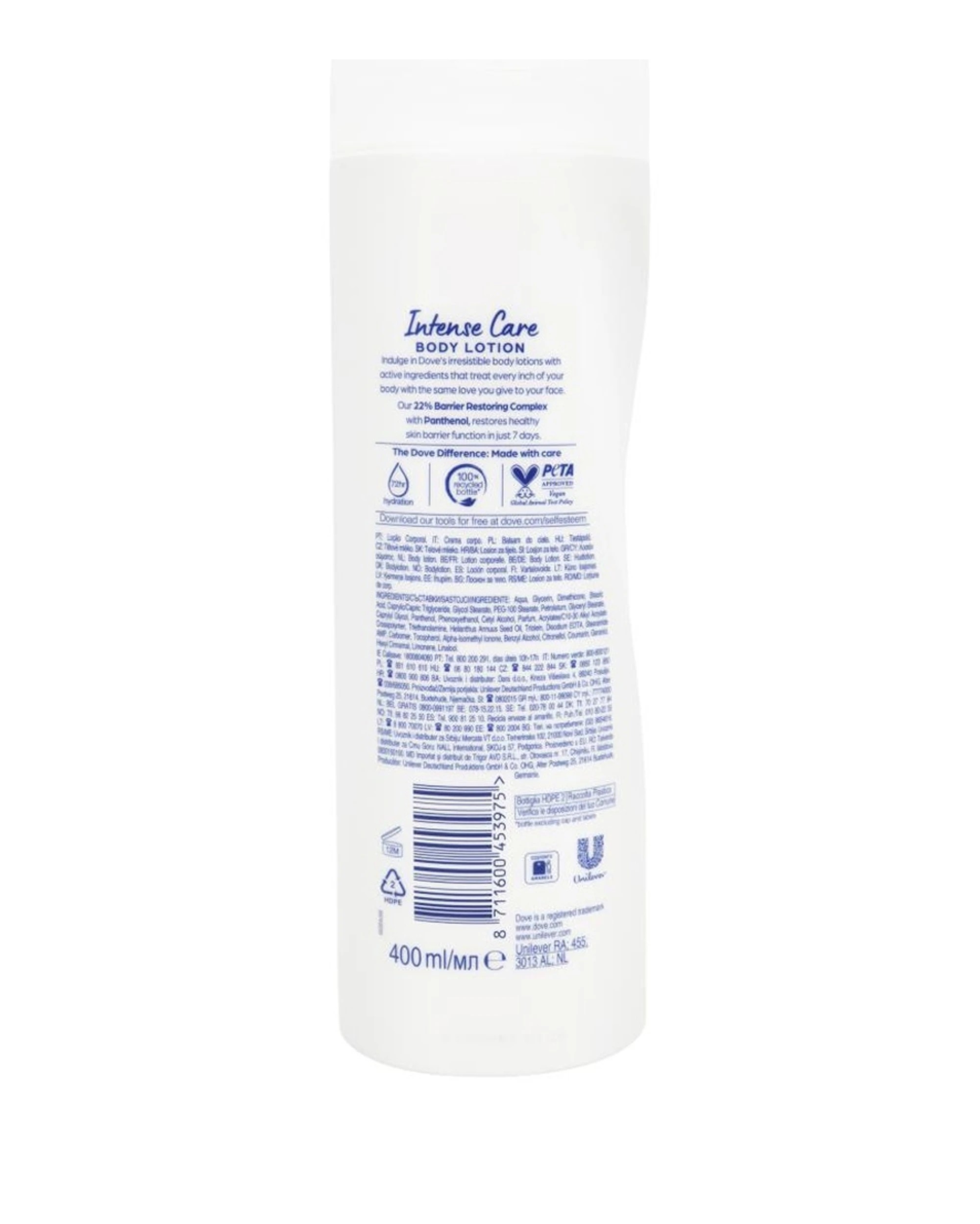 3 Dove 12PK Body Love Intense Care Lotion Panthenol 400mL - White, 3 of 3