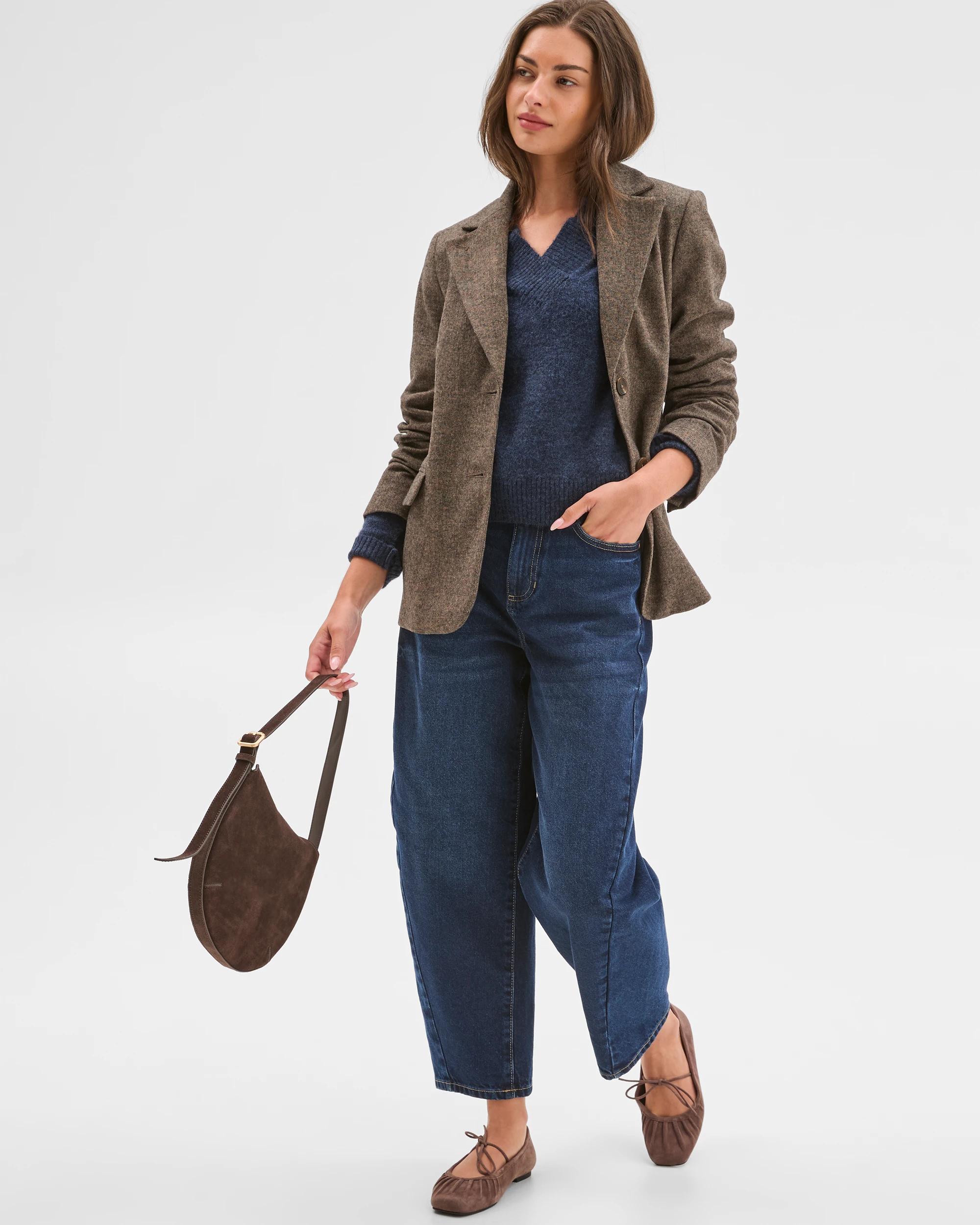 2 Target Petites Petites Tweed Blazer CHOCOLATE, 2 of 5