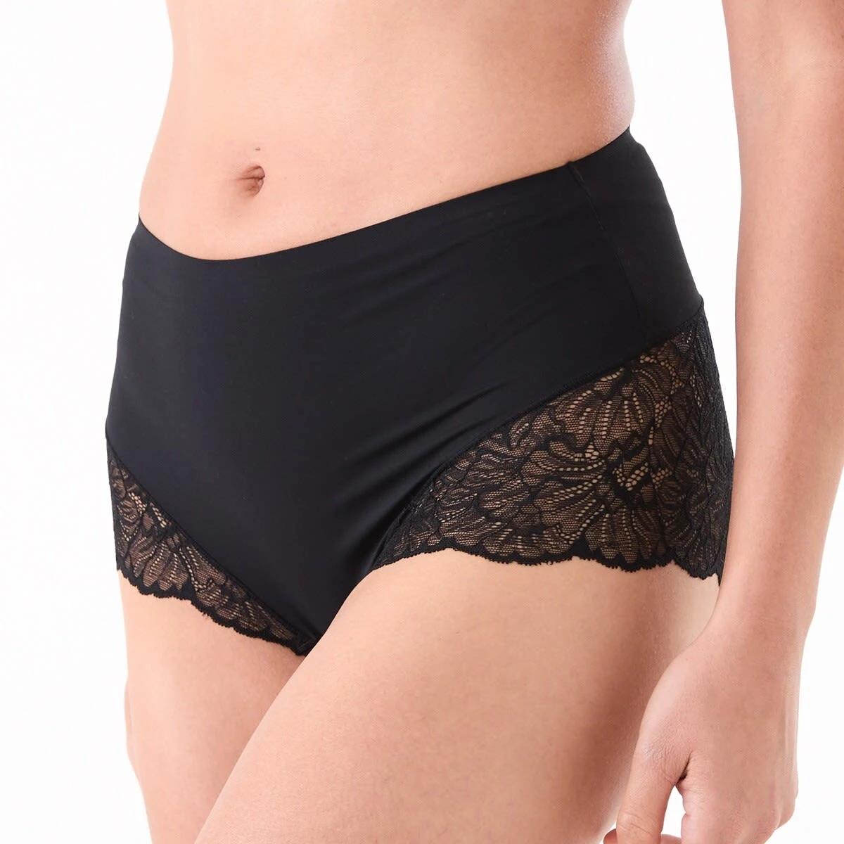 1 3 Pack No Show Lace Full Briefs BLACK, BLACK, BLACK, 1 of 6