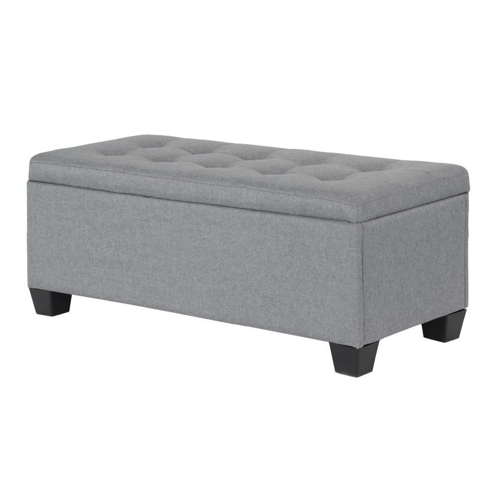1 Artiss Storage Ottoman Blanket Box 97cm Linen - Grey, 1 of 9
