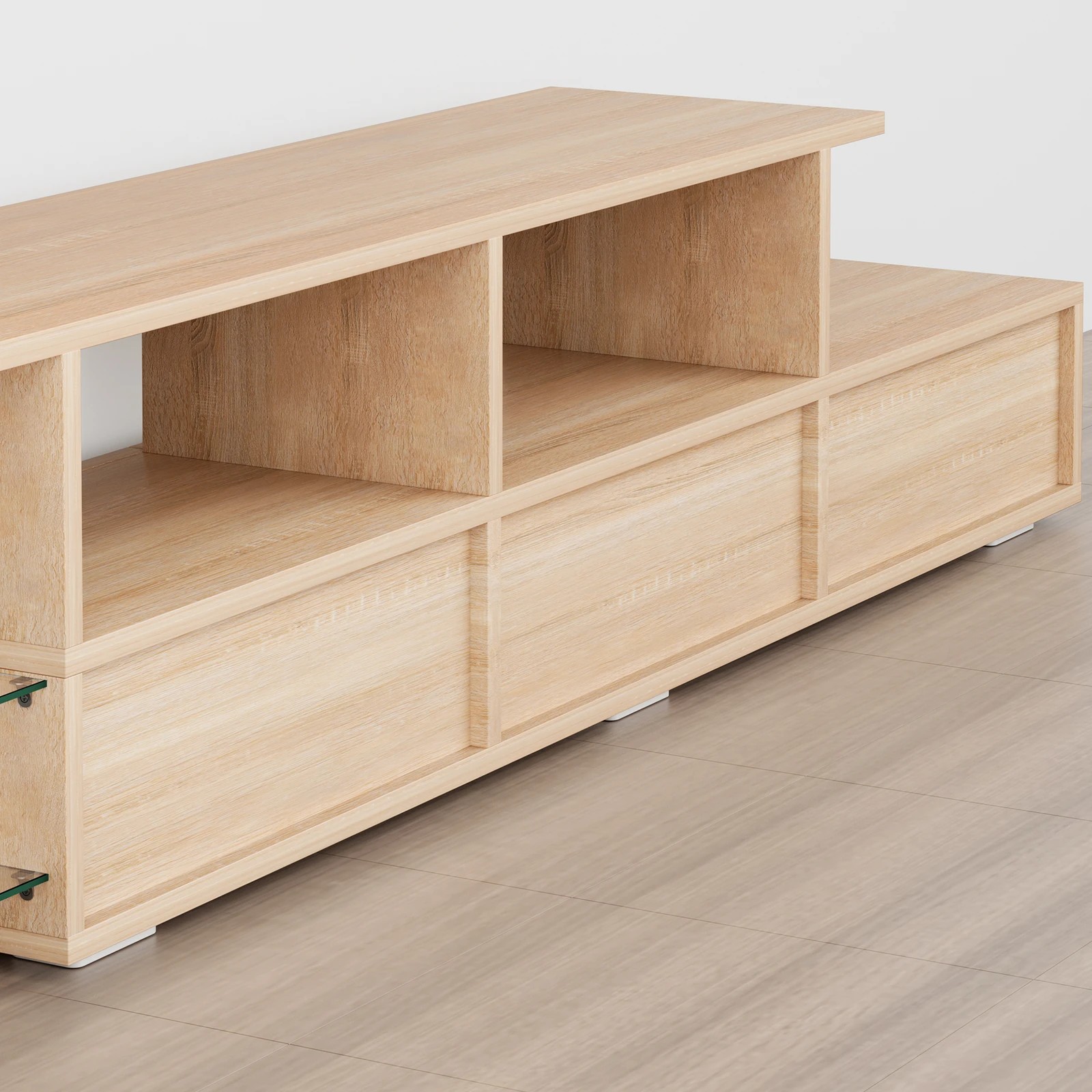 5 Alfordson Entertainment Unit 220cm TV Stand LED Light Storage Drawer - Oak, 5 of 10