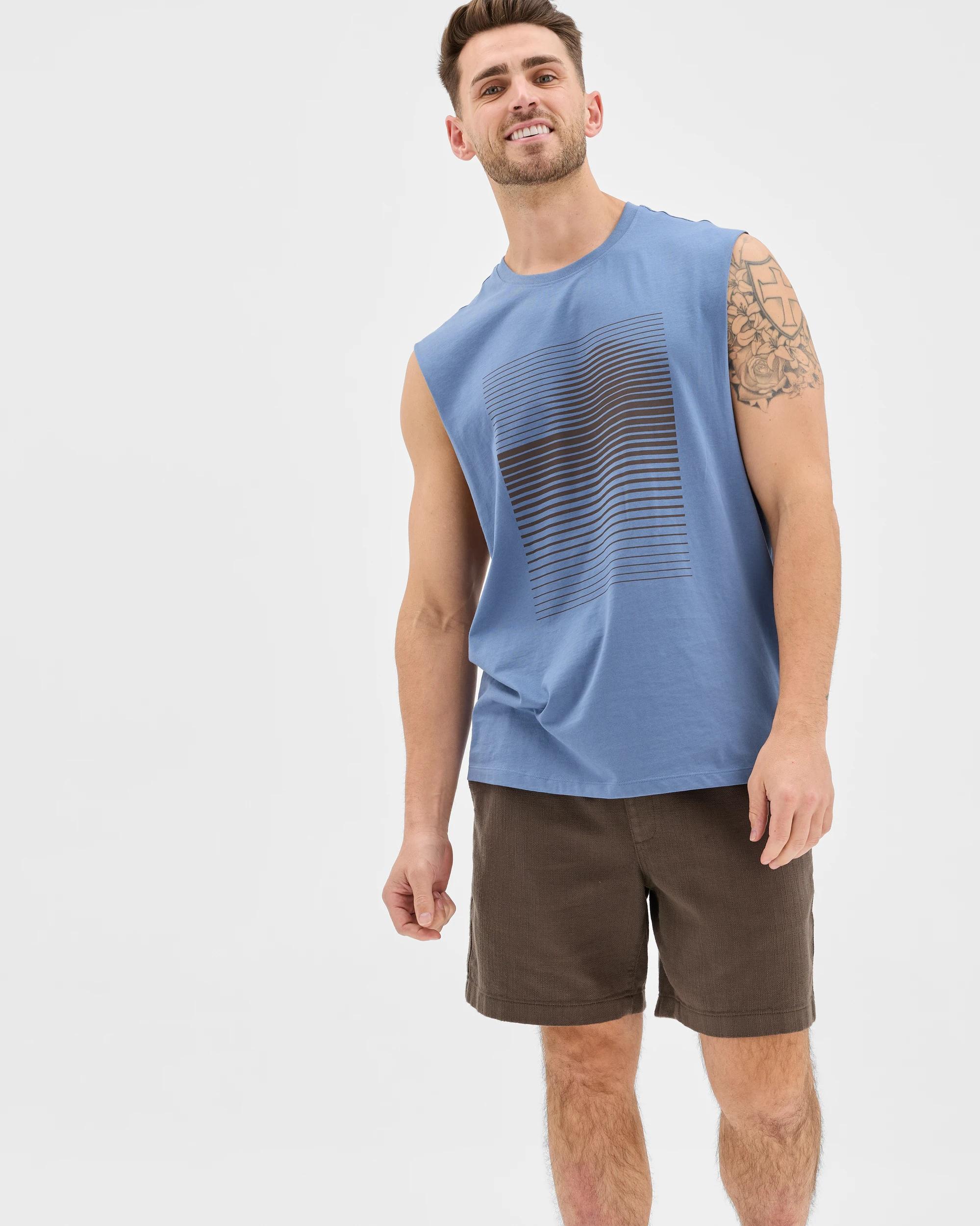 3 Target Man Australian Cotton Tank Top BLUE HORIZON, 3 of 7