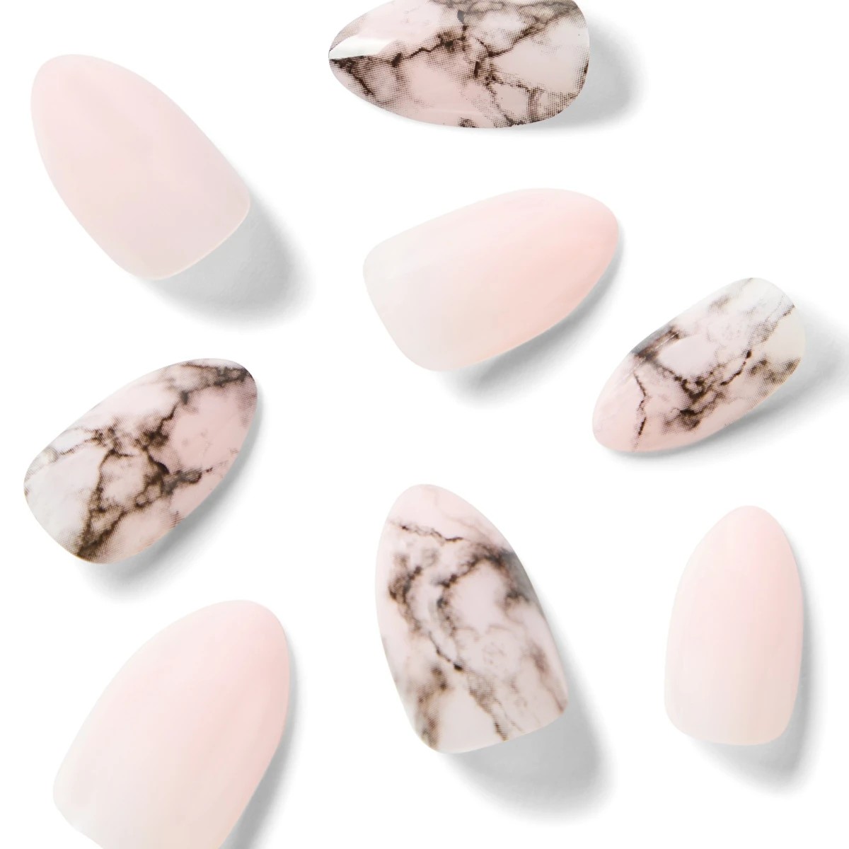 3 OXX Cosmetics 24 Pack Artificial Nails with Adhesive - Almond Shape, Pink Marble, 3 of 5