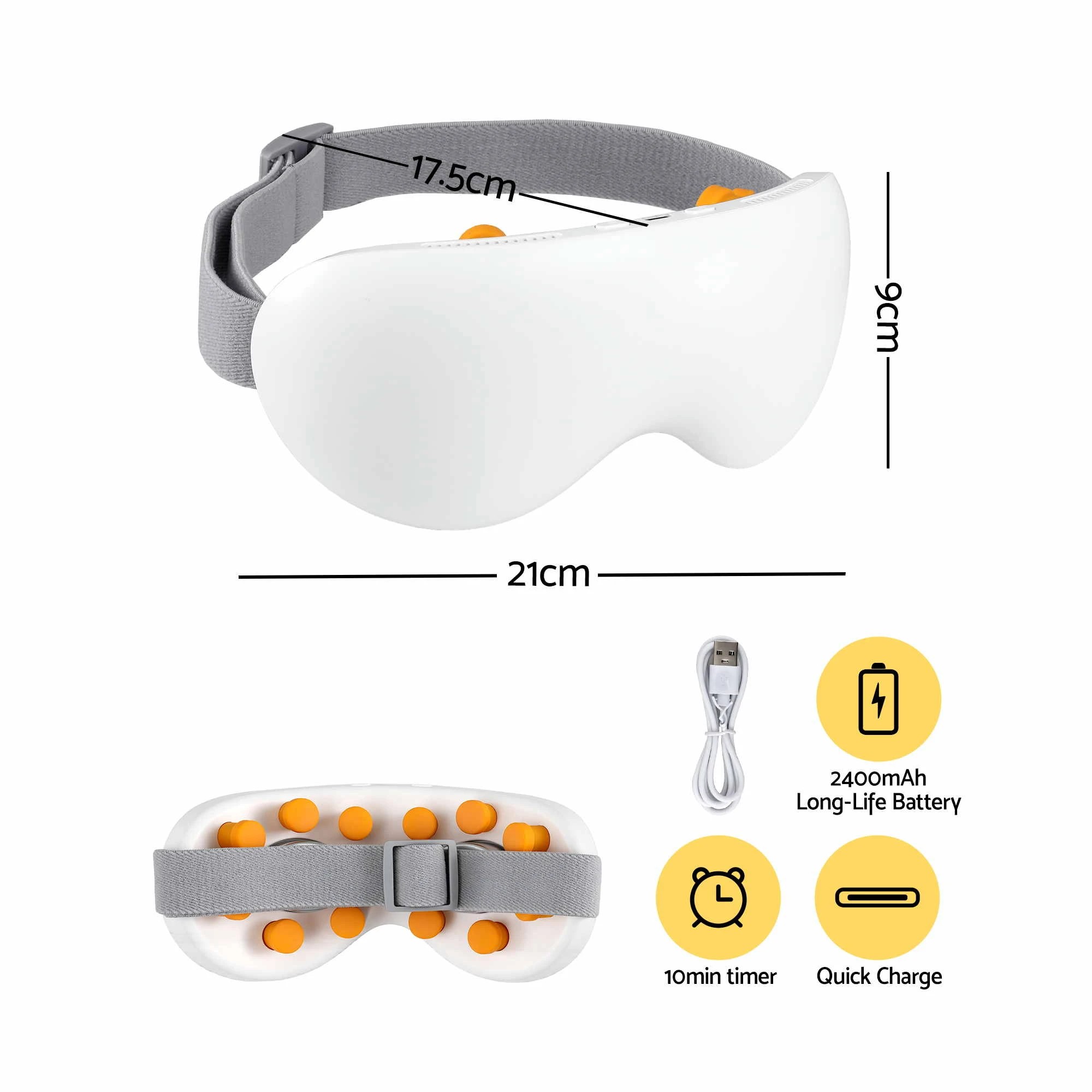 2 Livemor Eye Massager with Cooling & Heating with 12 Vibrating Nodes for Migraine Relief Bluetooth Music - White, 2 of 9