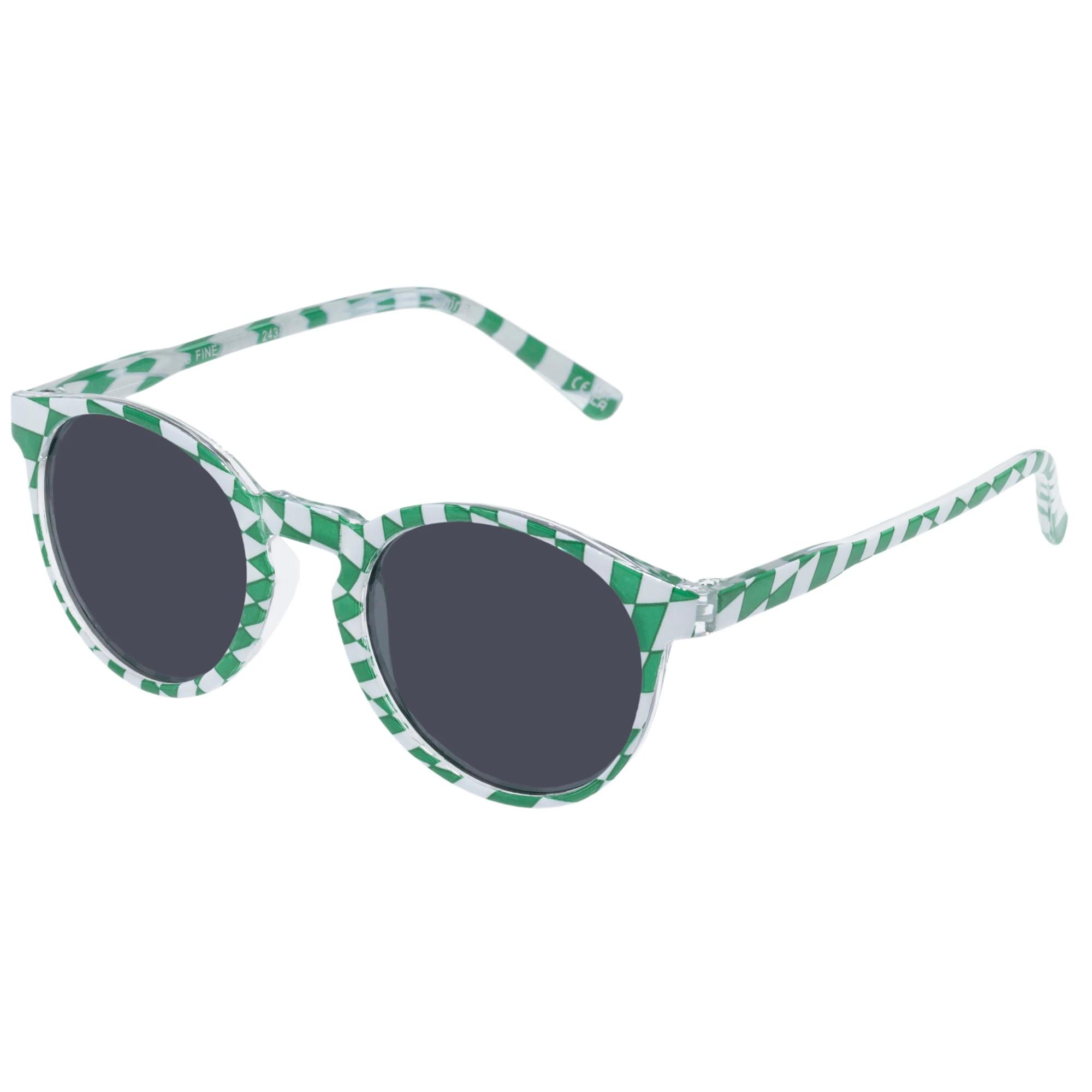 1 Sunshades Eyewear Kids Fine Round Sunglasses GREEN CHECK, 1 of 1