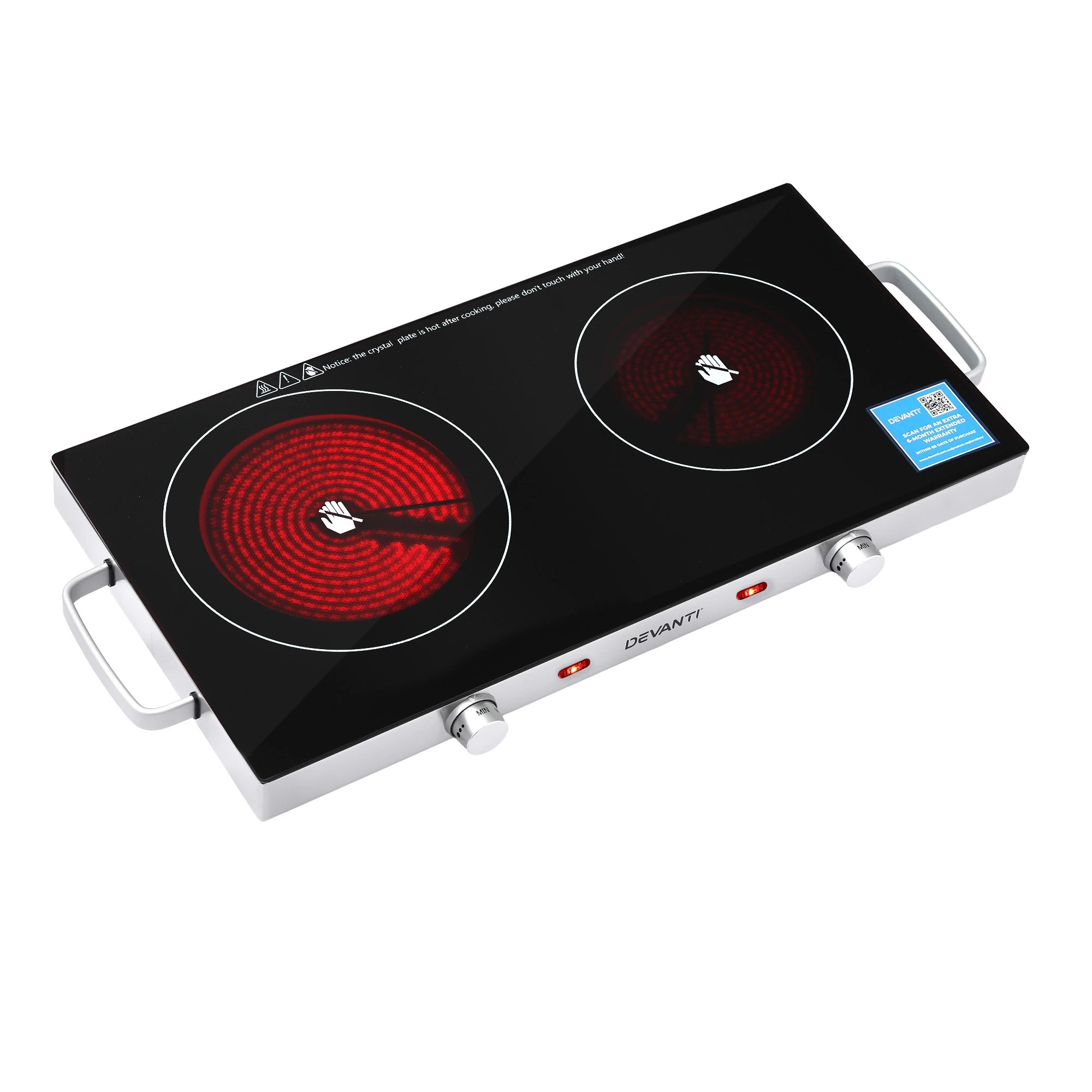 1 Devanti Portable Dual Ceramic Cooktop 2800W - Black, 1 of 9