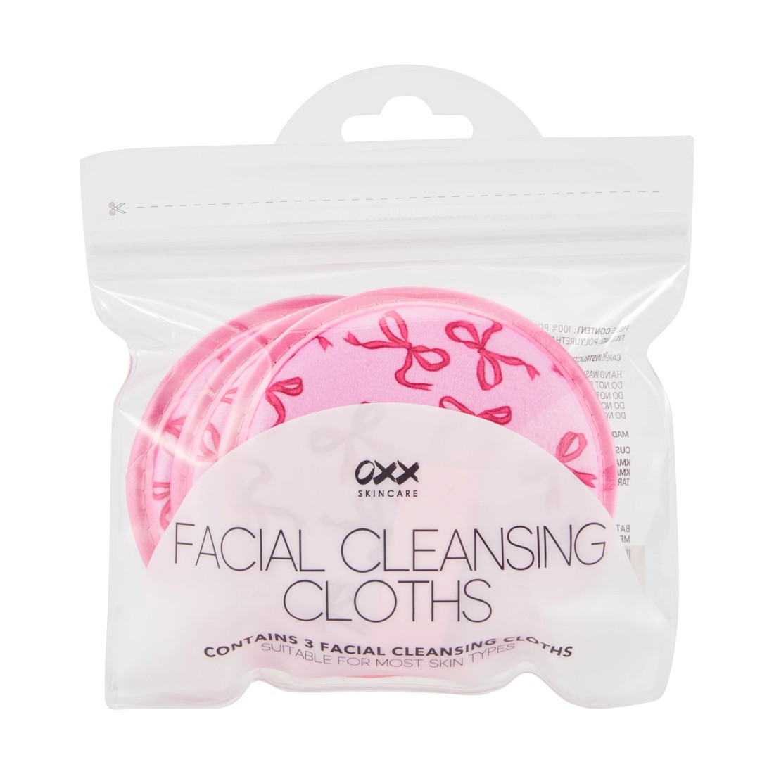 1 OXX Skincare 3 Pack Facial Cleansing Cloths - Pink, 1 of 6